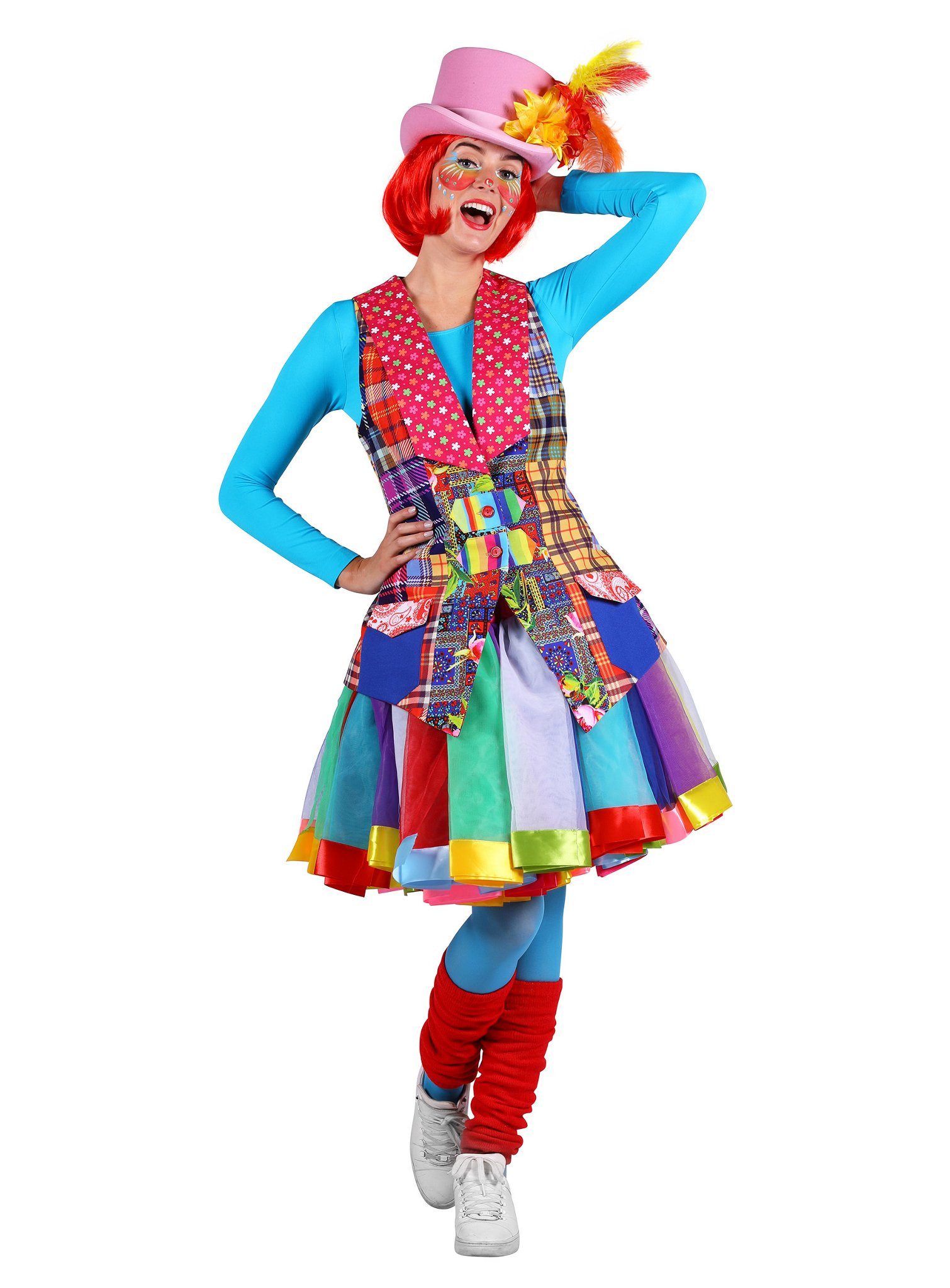thetru Clown-Kostüm Flickenweste Clown - Clownkostüm für Fasching Hall, Knallbunte Weste für komische Clowns