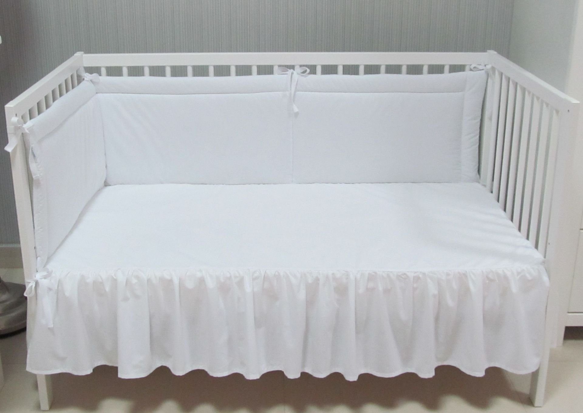Bettvolant Bettlaken Babybett, EU Einfarbig, in Glatt, Dekorativ, für Baumwolle, Made Betthusse Reine Babymajawelt, weiß