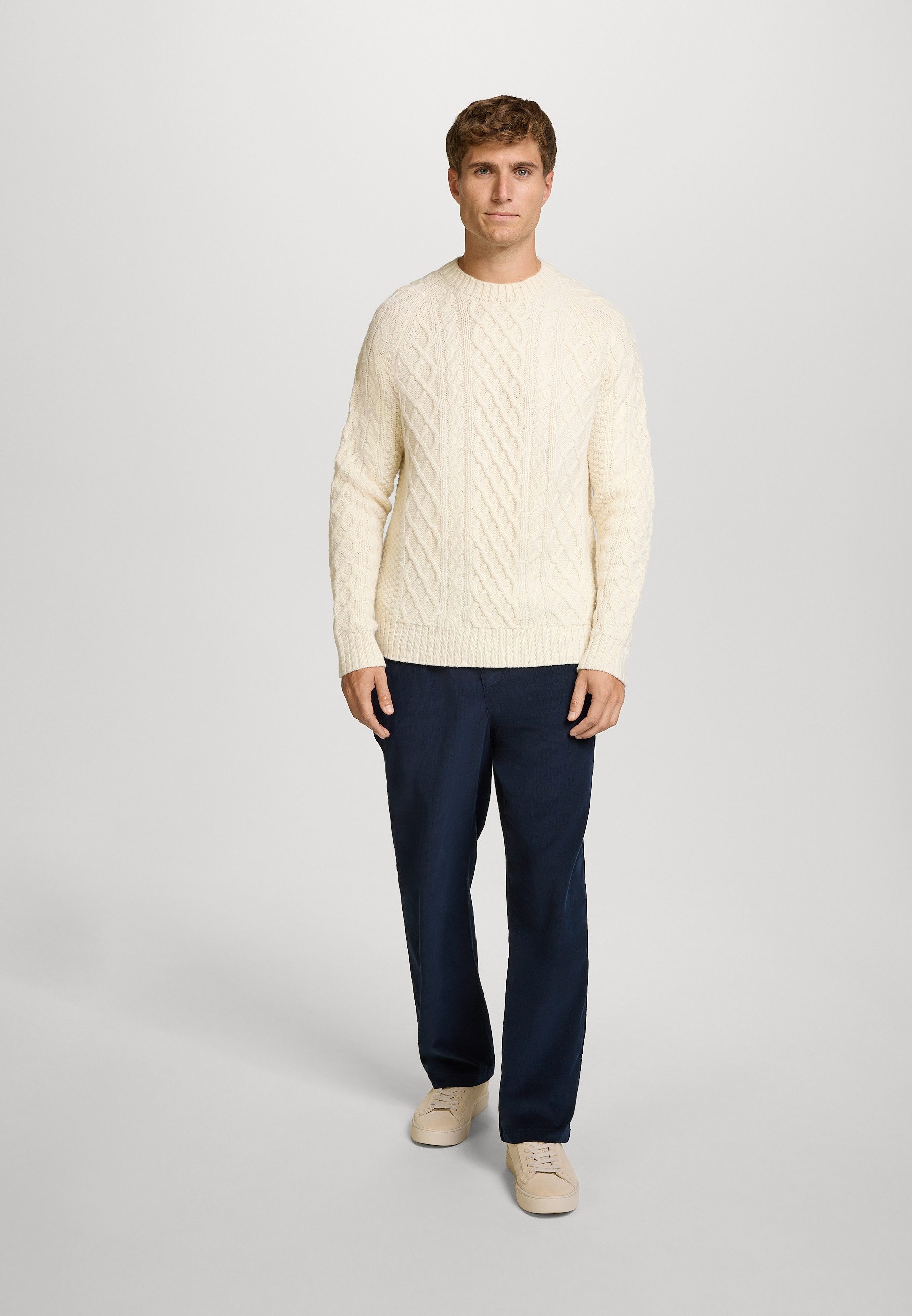 Kronstadt Strickpullover Herren KSWard crew Pullover Herrenpullover mit Zopfstrickmuster