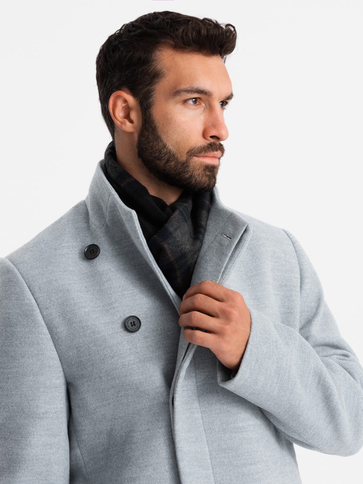 OMBRE Wintermantel Herrenmantel mit asymmetrischem Verschluss und hohem Kragen