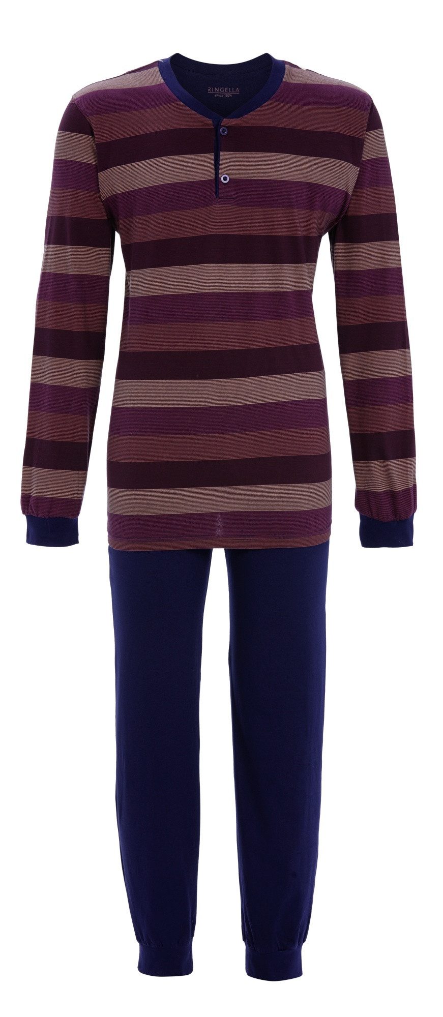 Ringella Pyjama mit Strickbündchen und geringeltem Oberteil