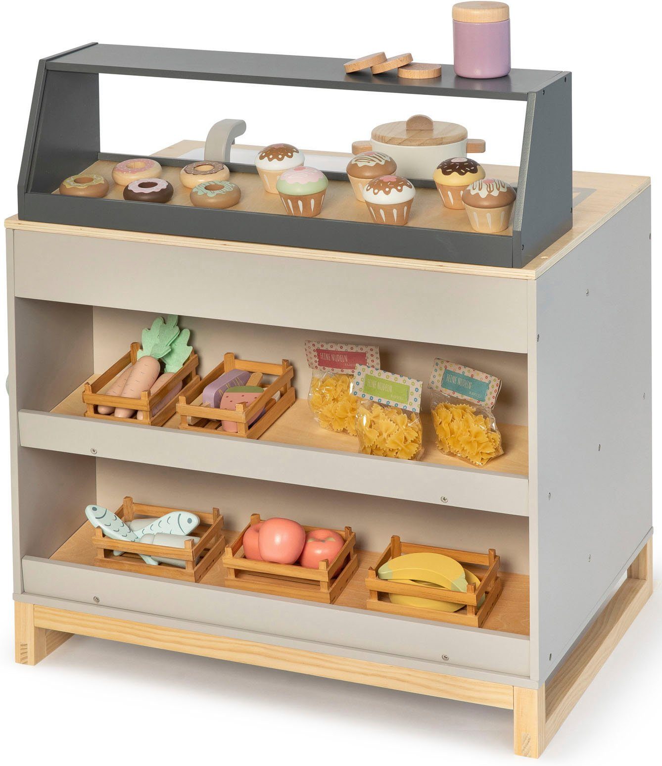 MUSTERKIND® Spielküche Prunus, warmgrau/natur Holz, FSC® - schützt Wald günstig online kaufen