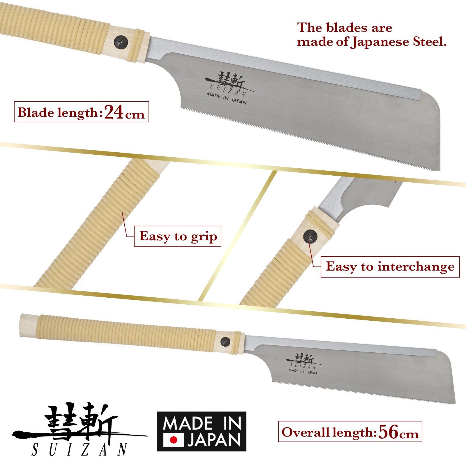 SUIZAN Japansäge Made in Japan Japanische Handsäge DOZUKI 240 mm