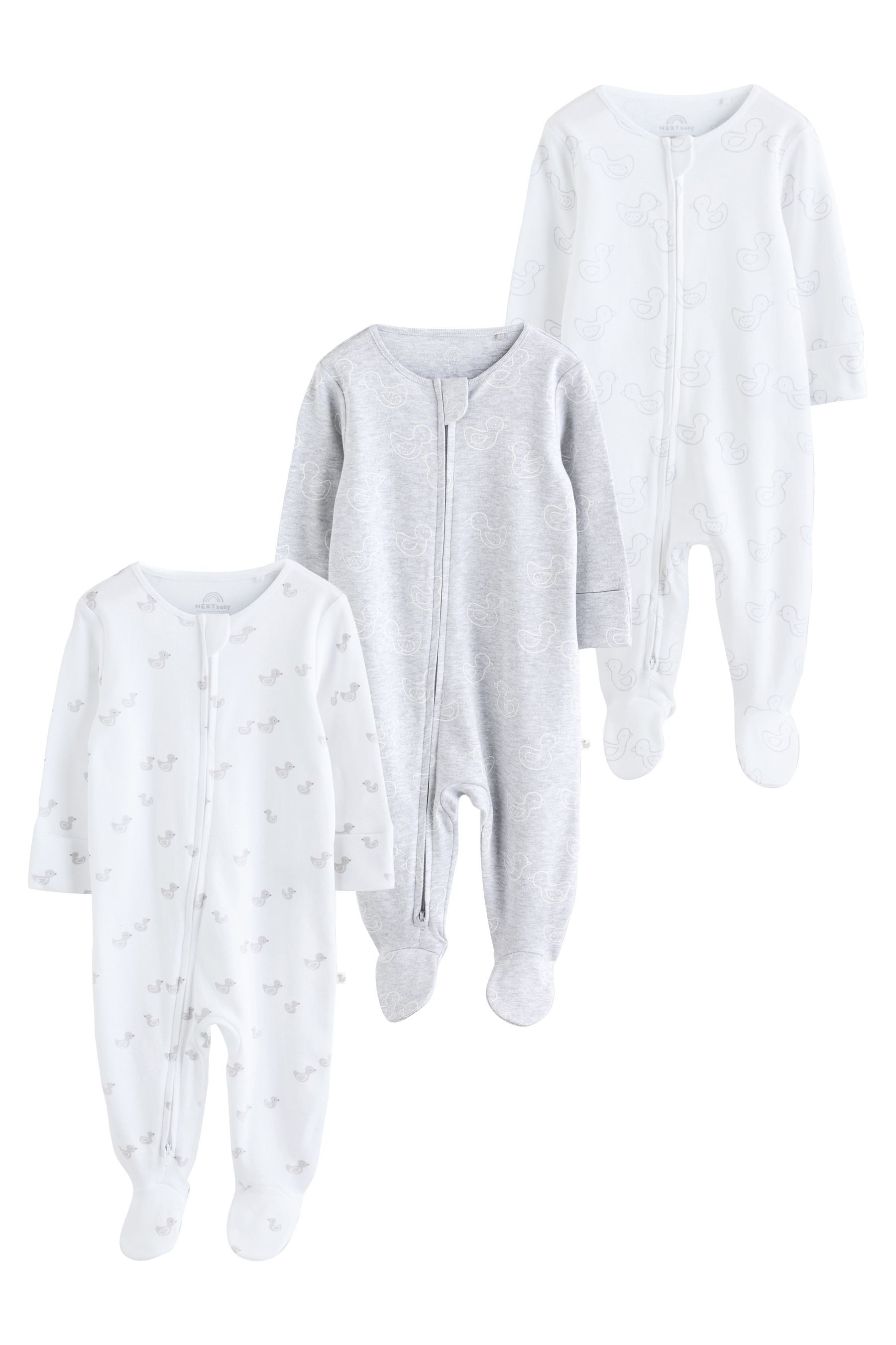 Next Schlafoverall Babystrampler Zwei-Wege-Reißverschluss, 3er-Pack (3-tlg)