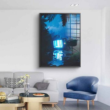 DOTCOMCANVAS® Acrylglasbild Cracked - Acrylglas, Acrylglasbild blau schwarz KI AI generiert digitale Kunst Wandbild