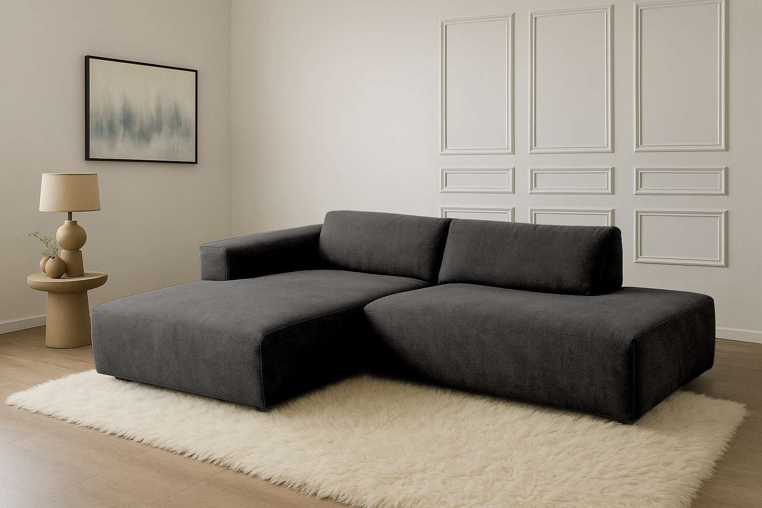 Home affaire Ecksofa "Noord mit Kedernaht, Breite 227 cm, L-Form" Cord, Str günstig online kaufen