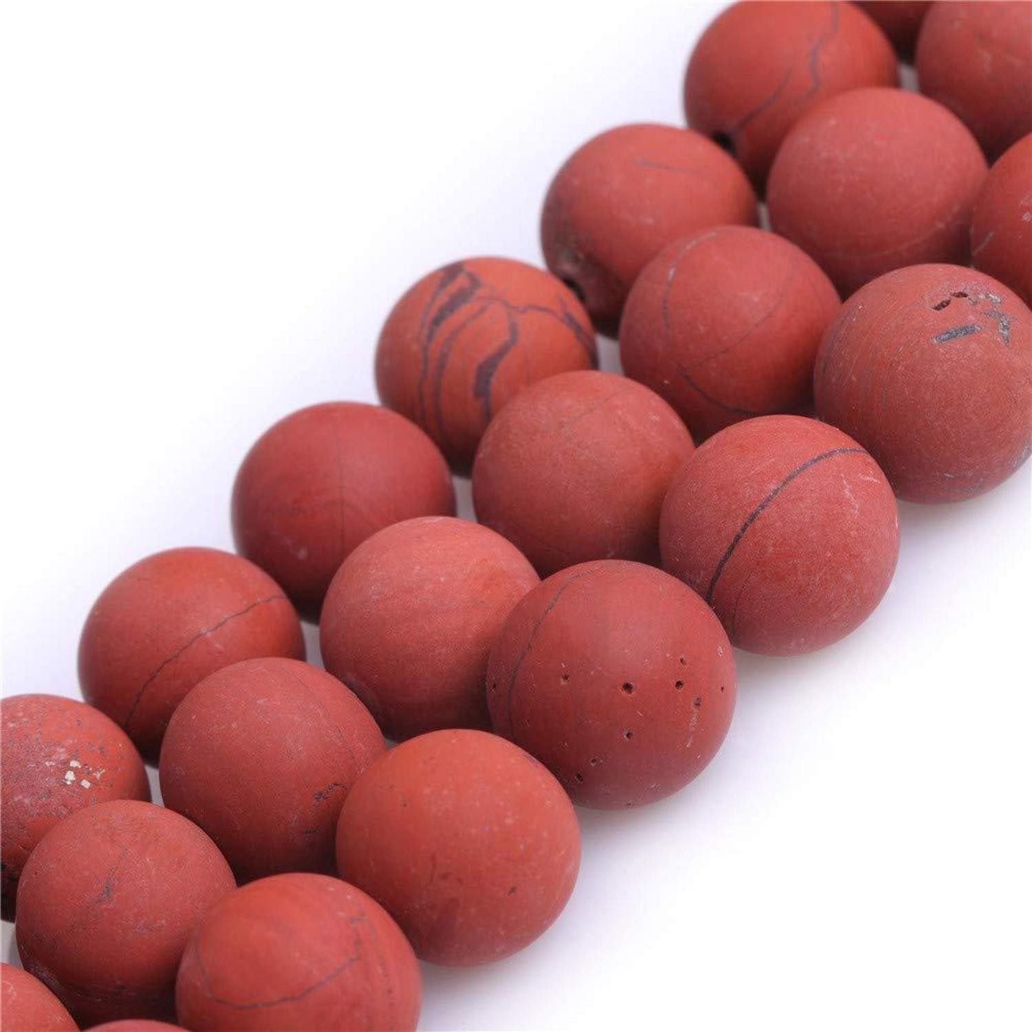LuxusKollektion Bastelperlen Perlen Roter Jaspis matt 12mm 38cm