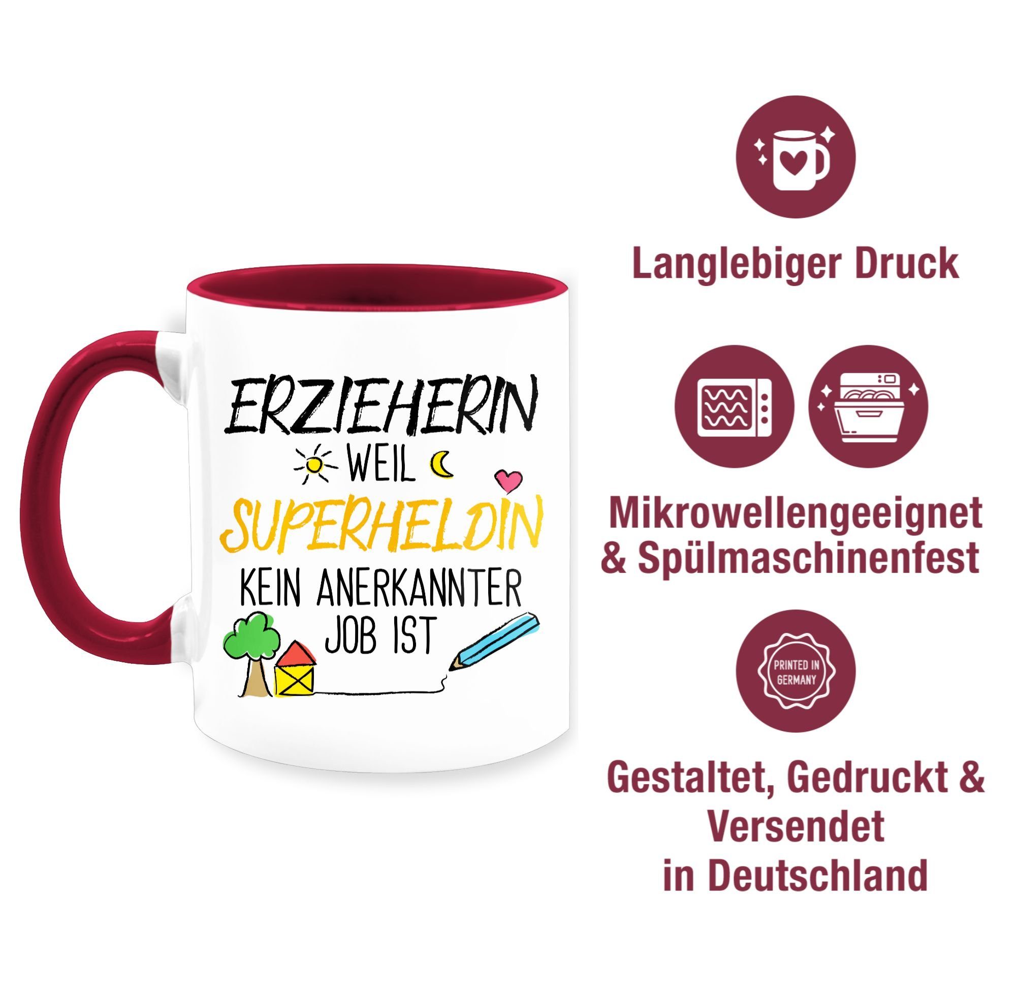 Shirtracer Superheldin, Erzieherin Keramik, Tasse Bordeauxrot 2 Erzieherin