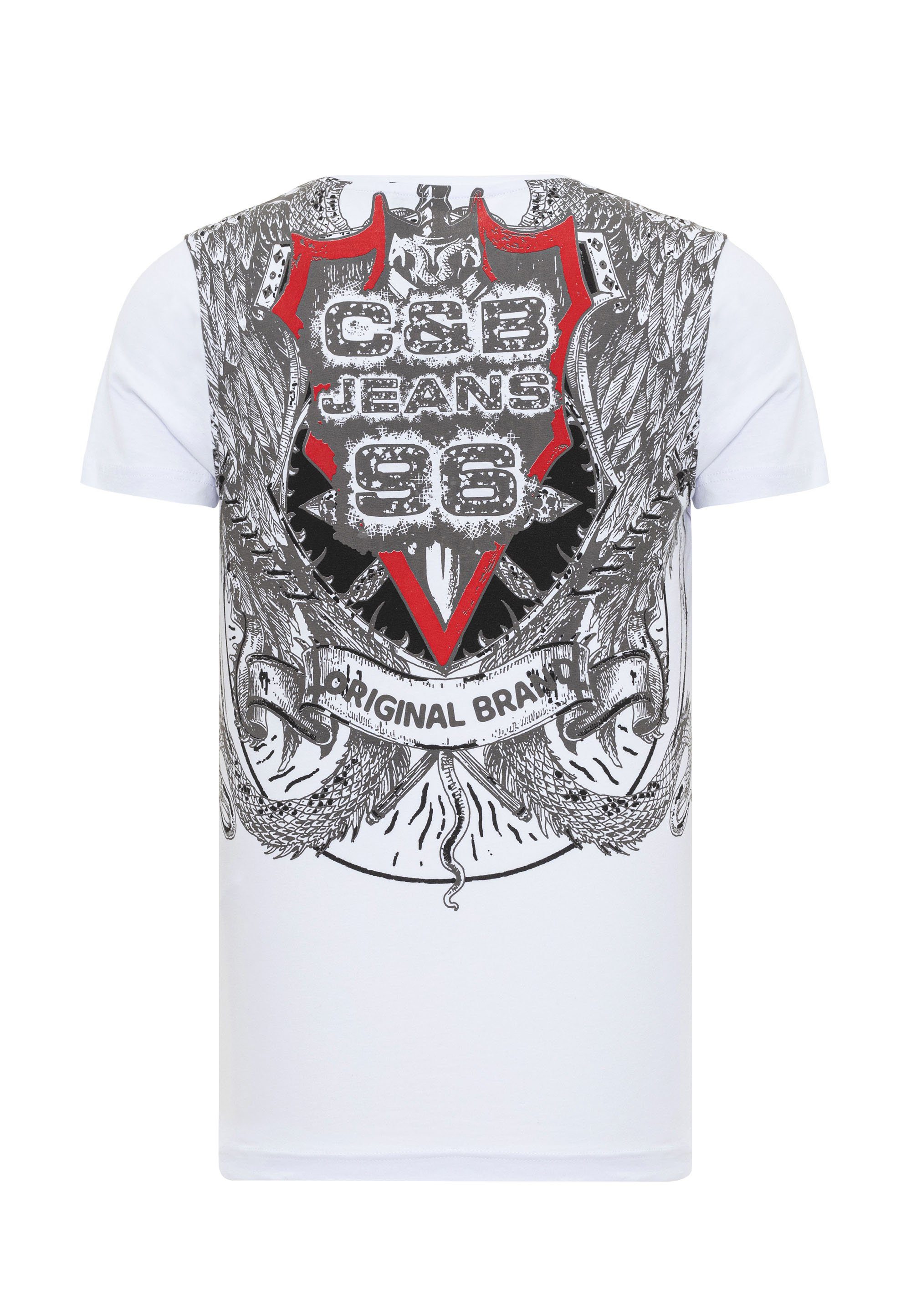 weiß und Backprint T-Shirt Cipo Front- Baxx mit modischem &