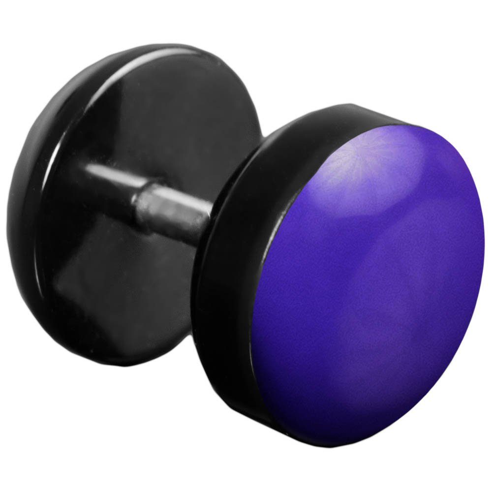 viva-adorno Fake-Ear-Plug 1 Stück Edelstahl Violett Ohrstecker Acryl schwarz, Front mit emaillierter farbig