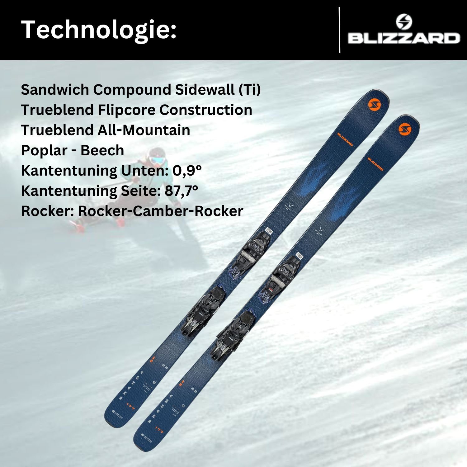 BLIZZARD Ski, Ski + Blizzard Bindung 88 11 Marker Camber Z3-11 Brahma TCX Rocker