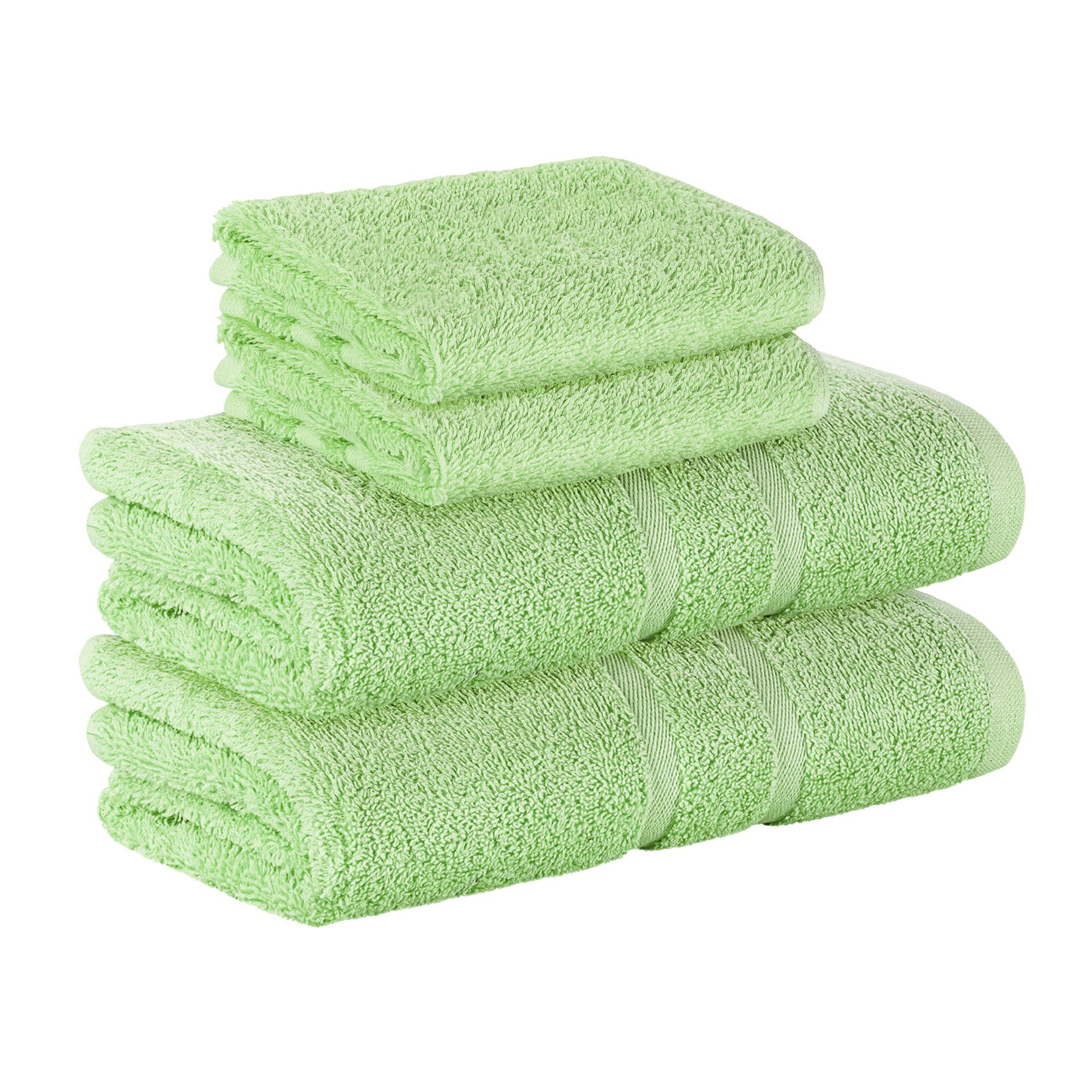 StickandShine Handtuch 2x Gästehandtuch 2x Handtücher als SET in verschiedenen Farben (4 Teilig) 100% Baumwolle 500 GSM Frottee 4er Handtuch Pack, 100% Baumwolle 500GSM Hellgrün
