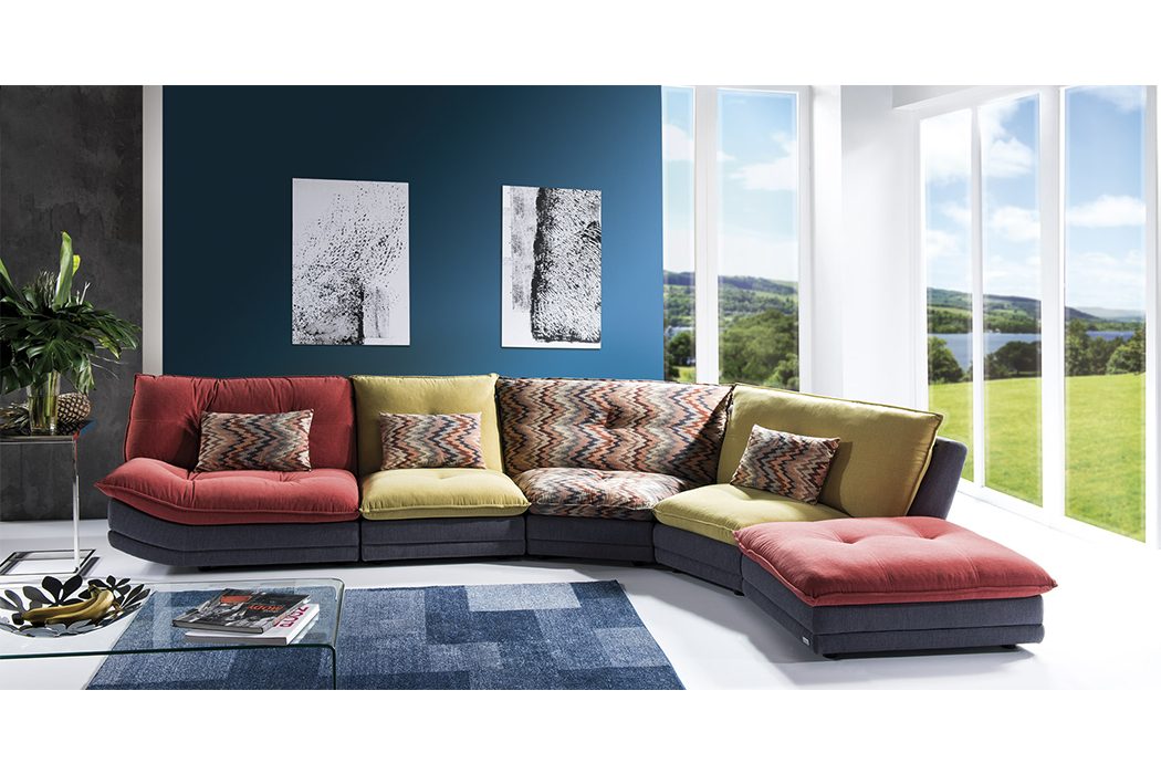 JVmoebel Ecksofa, Design Stoff Ecksofa Sofa L-Form Modern Textil Polster Design Couch
