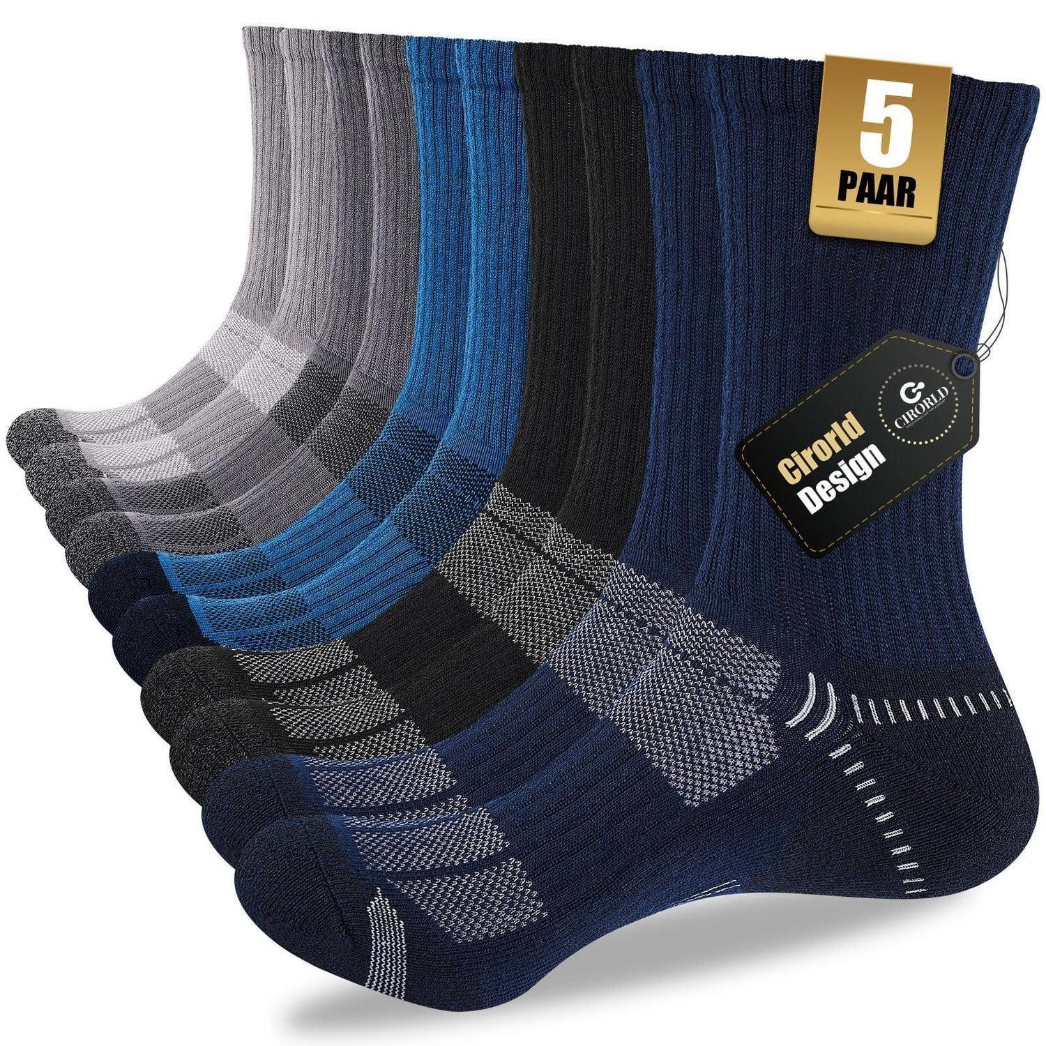 LuxusKollektion Sportsocken Herren Socken 5 Paar Atmungsaktiv Gepolstert, Mehrfarbig