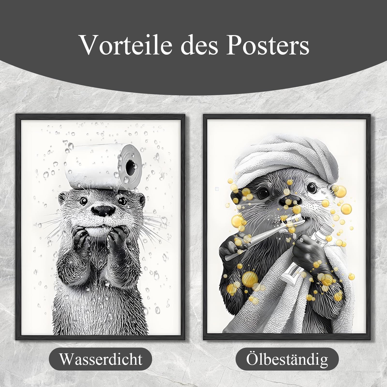 FOUORTUNATE-BEE Poster Otter Poster 2er Set 20x30 cm, Badezimmer Deko, lustige Wandbilder, Lustige Otter Bilder fürs Bad, WC, Kinderzimmer und Tierbereich – Bild 5 von 5