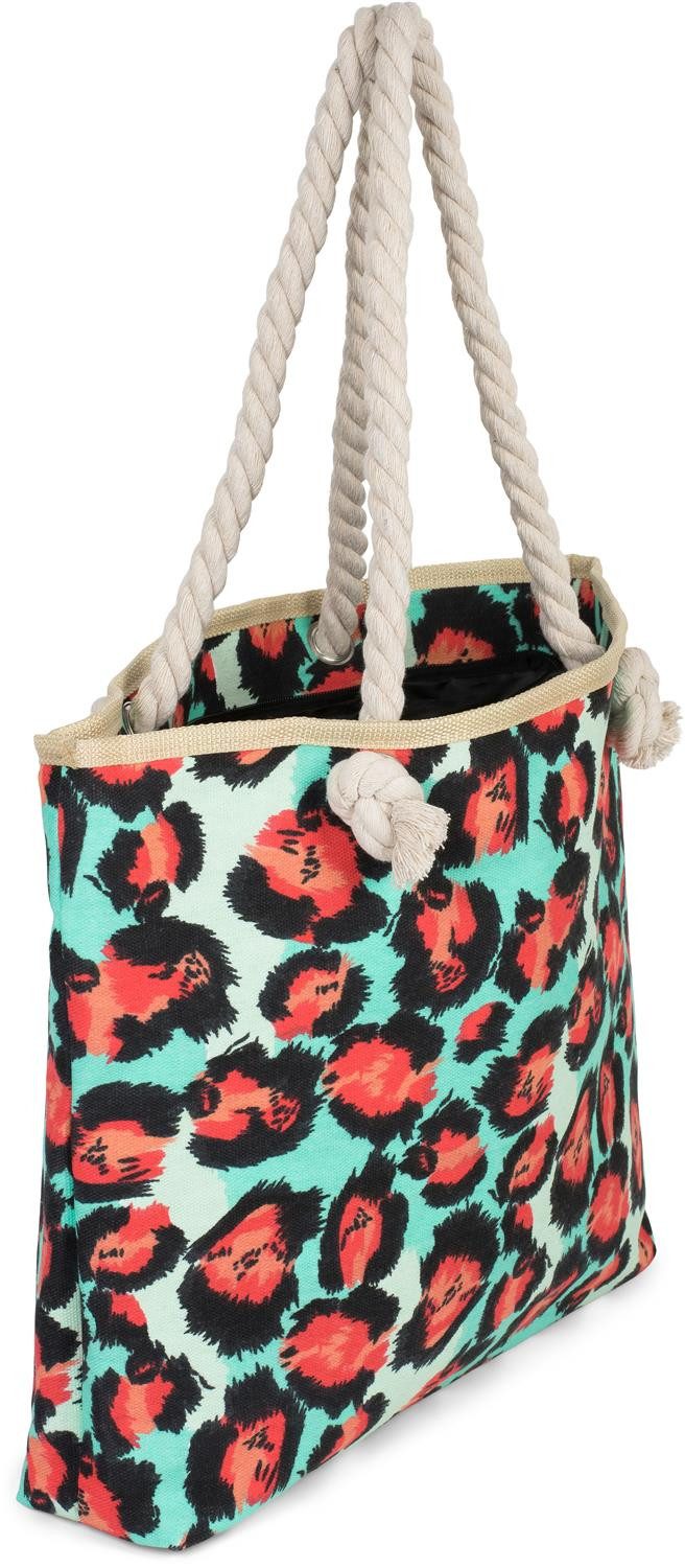 styleBREAKER Strandtasche Strandtasche mit buntem Leoparden Muster (1-tlg)