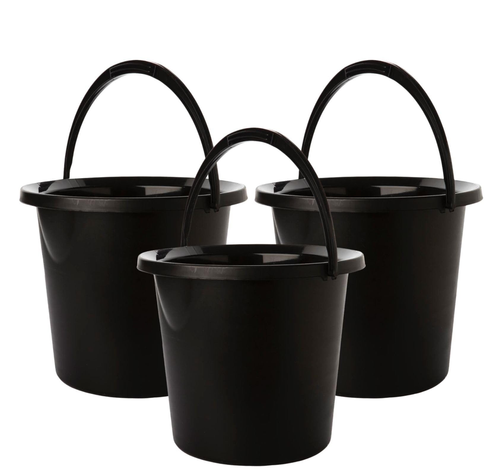 Centi Putzeimer Haushaltseimer mit Ausguss 10 Liter schwarz, (3er-Set, 1-tlg., 3er Set), mit Ausguss und Messskala