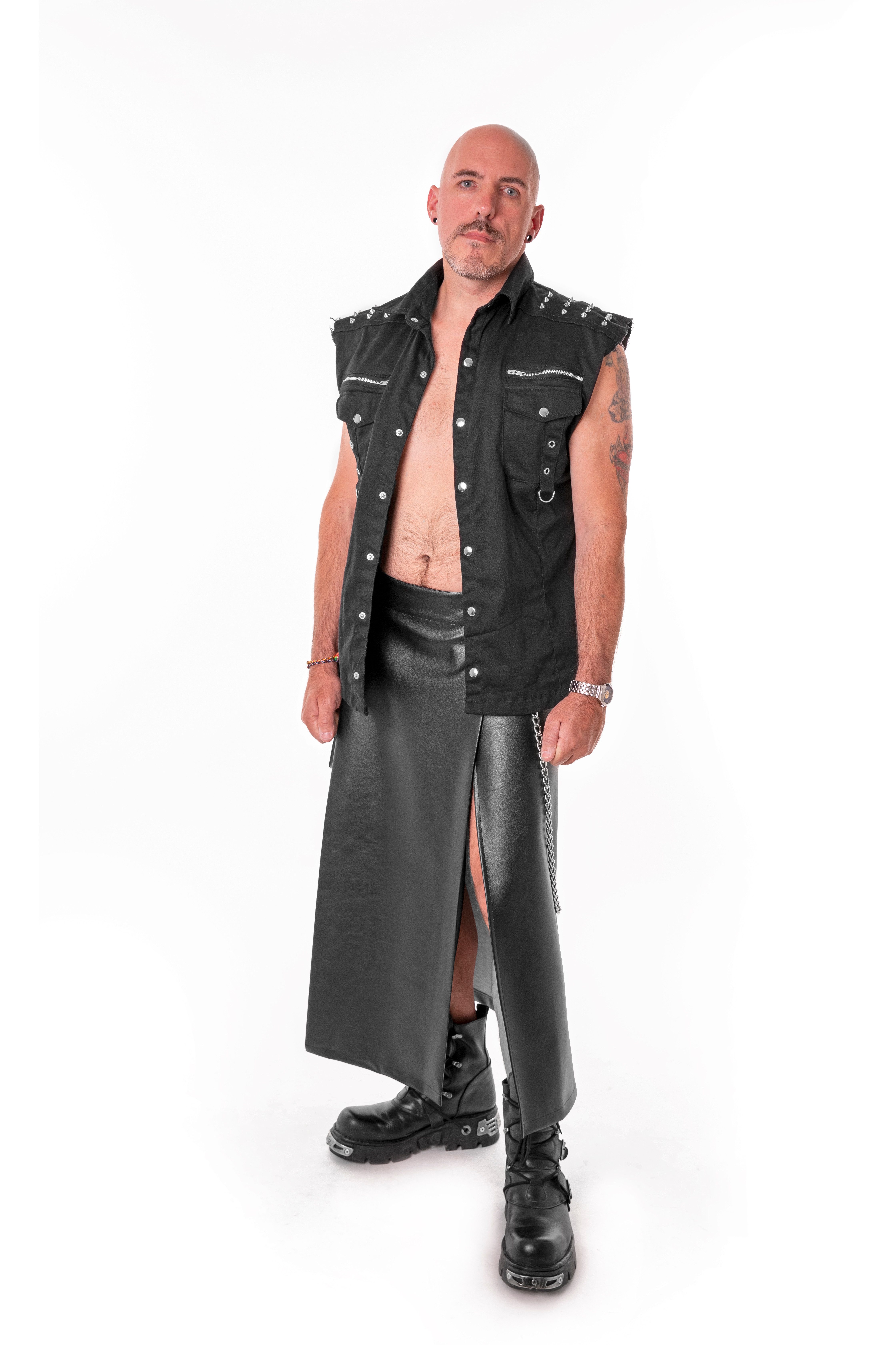 The Black Rose Lederimitatrock Herrenrock aus veganem Leder - Model "Mason" - Lang - L