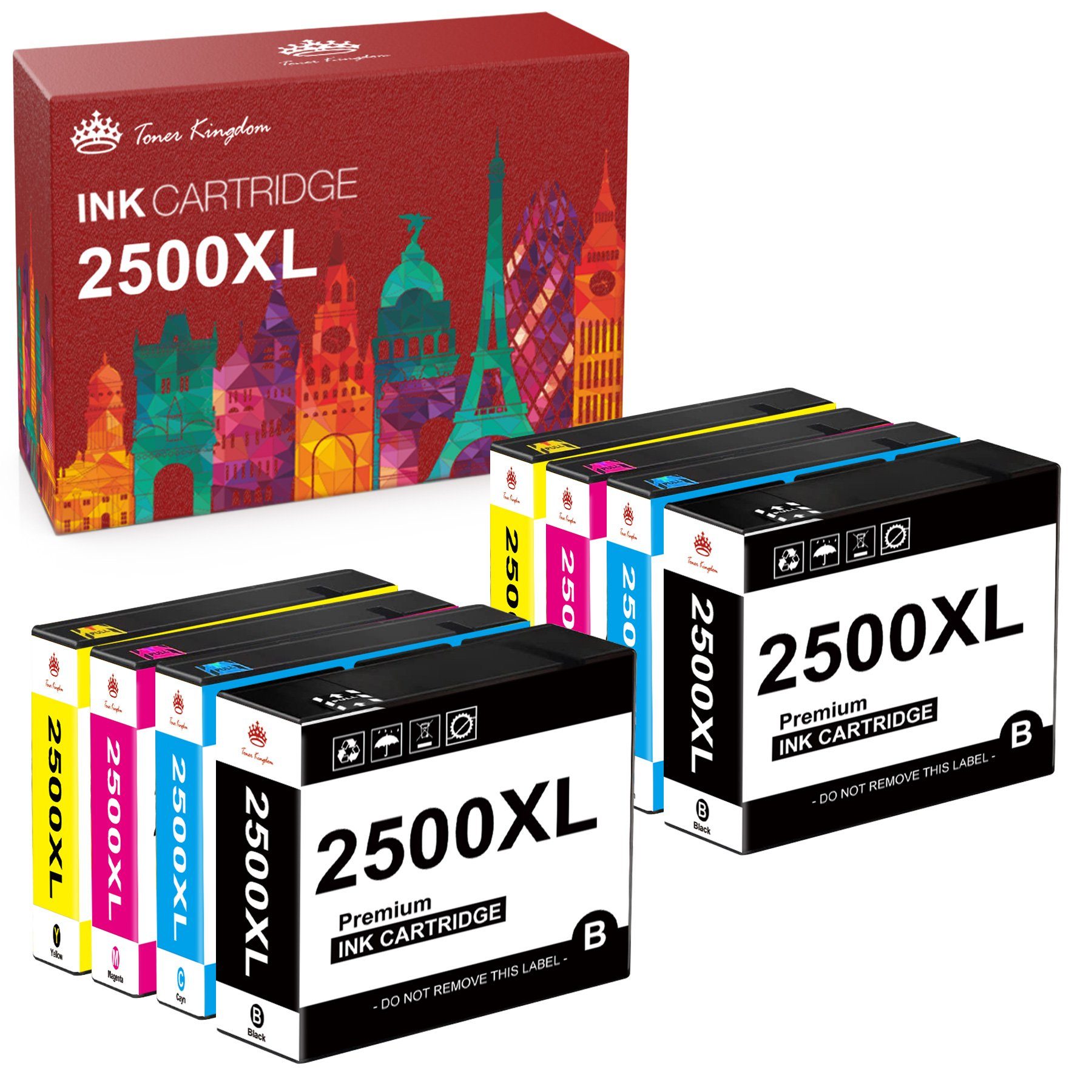 Toner Kingdom 8er-Farben Multipack PGI 2500XL Kompatibel Canon PGI-2500 XL Tintenpatrone (Canon Maxify IB4000 IB4050 IB4150 MB5000 MB5050 MB5100 MB5150 MB5155, MB5300 MB5350 MB5400 MB5450 MB5455)