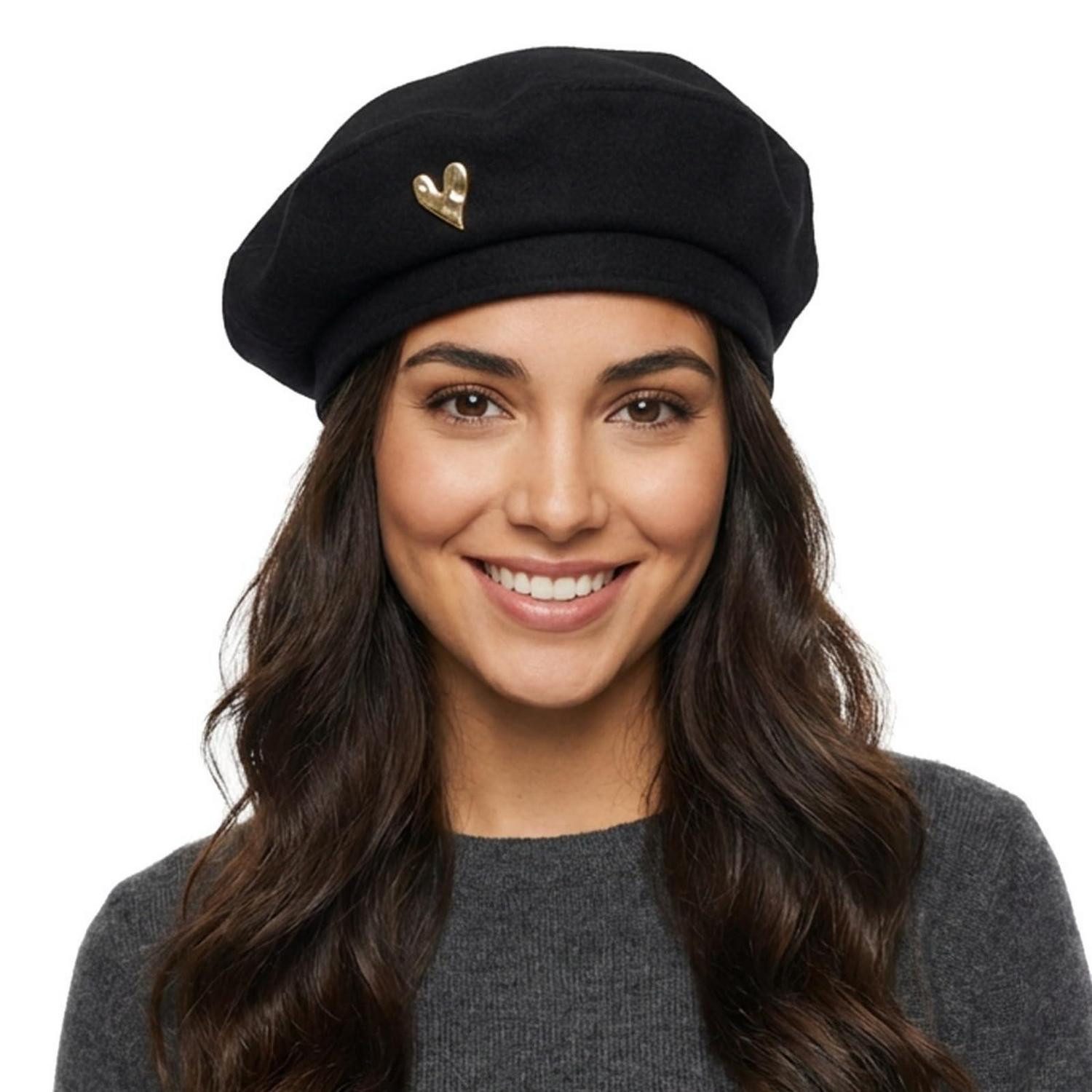 LuxusKollektion Baskenmütze Baskenmütze Damen Baumwolle Barett Malermütze Herbst 56-59 Schwarz