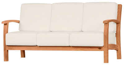 Kai Wiechmann Gartenbank Massives Premium Teak Lounge Sofa 3-Sitzer als exklusives Gartensofa, edles Teak Gartenlounge-Sofa inkl. Sitzkissen