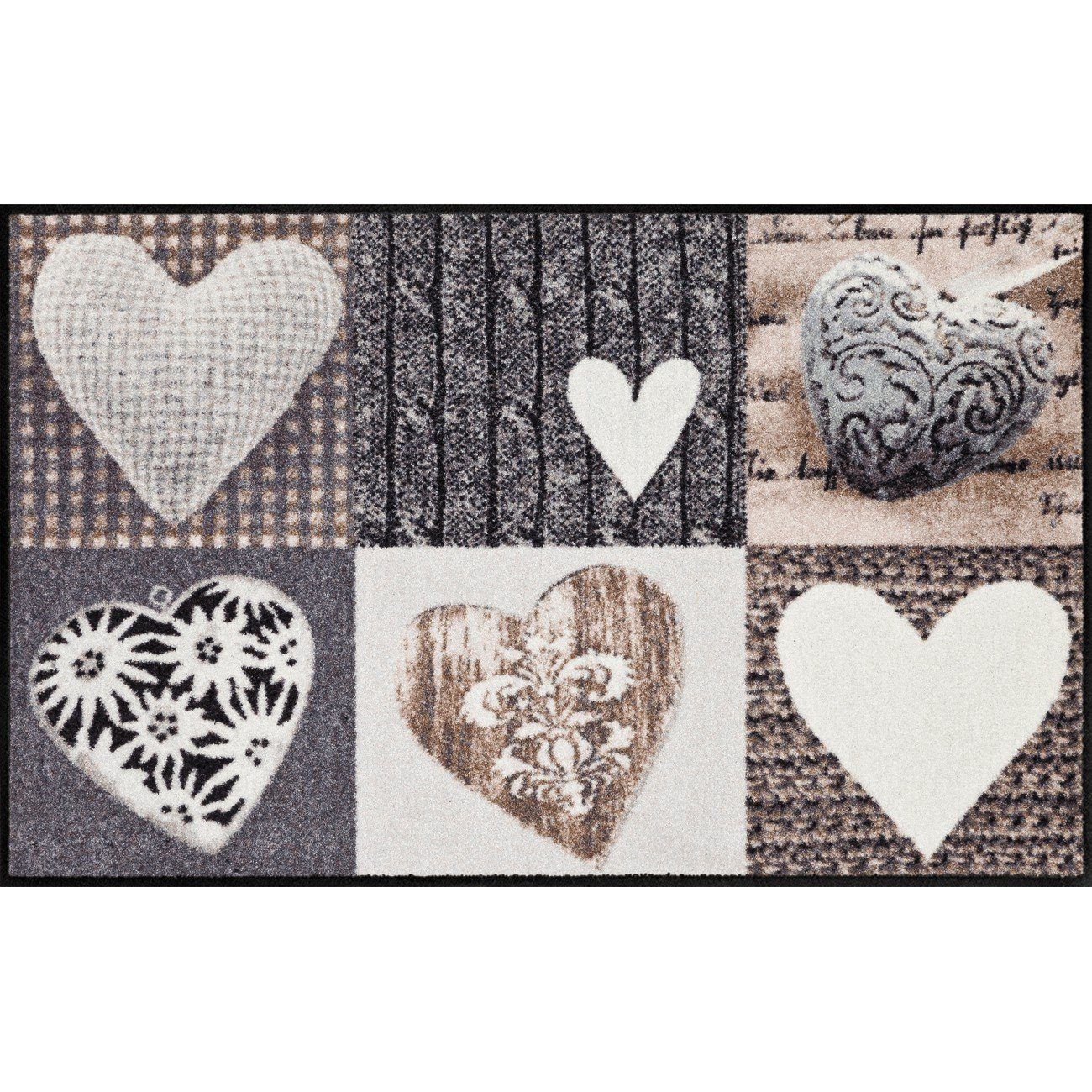 Salonloewe Läufer Fußmatte 75x120 Alpenglück Herzen grau, Eingangsmatte gro günstig online kaufen