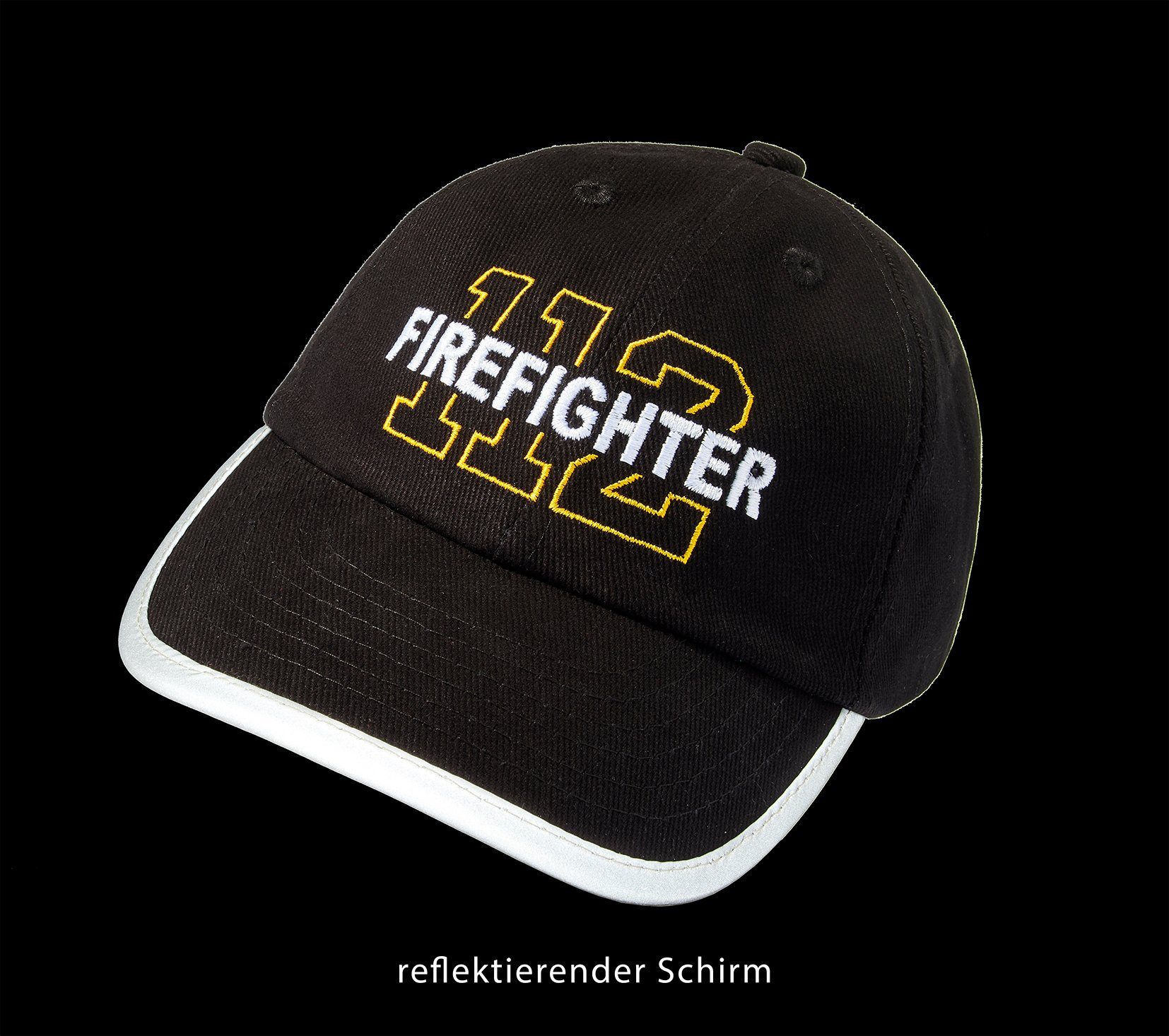 Feuerwehrauto Einheitsgröße, (inkl. Baseball 3 Size - Schwarz Sticker), Kappe Stick, Klett-Verschluss One Firefighter Cap Baddery Kinder Reflektoren