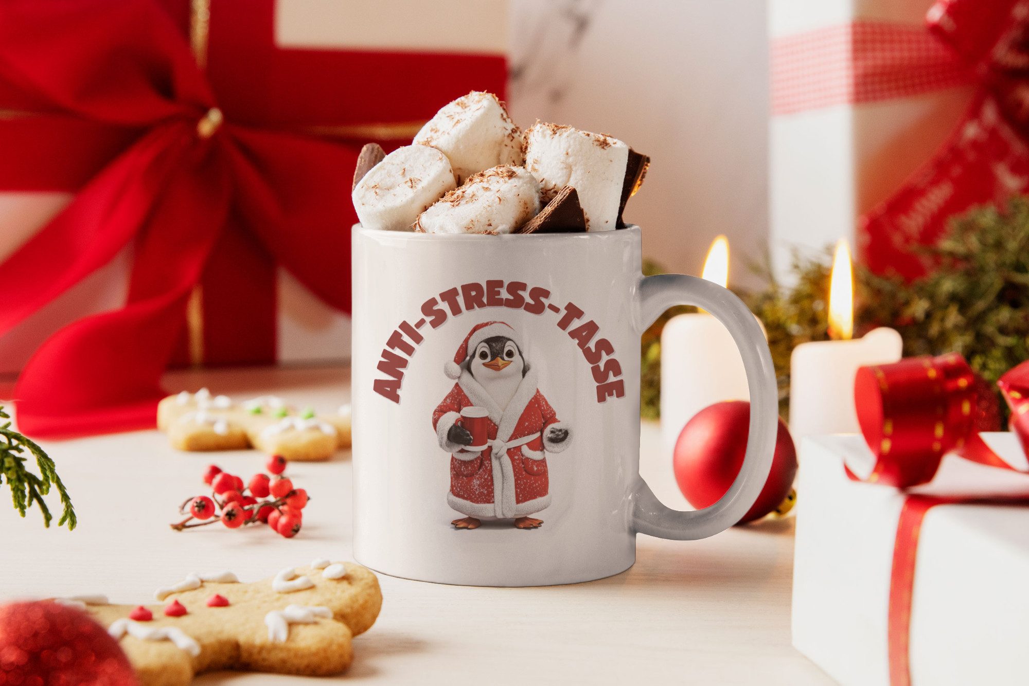 WS-Trend Tasse Anti Stress Christmas Pinguin Kaffeetasse Teetasse Geschenkidee, Keramik