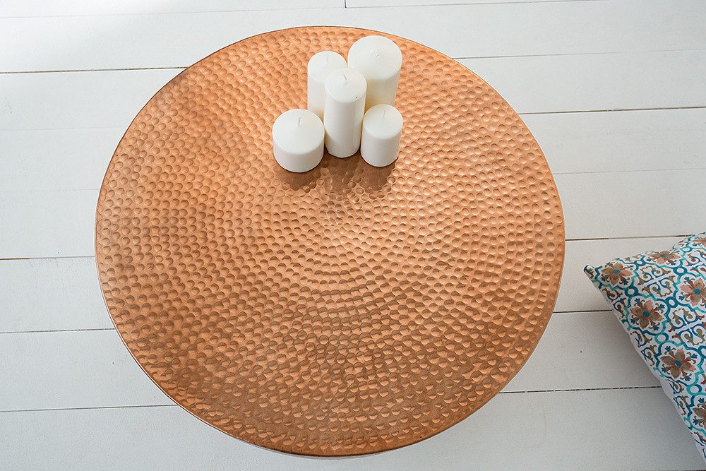 riess-ambiente Couchtisch ORIENT II Ø60cm kupfer (Einzelartikel, 1-St), Wohnzimmer · Metall · rund · Hammerschlag Design · handmade – Bild 3 von 5