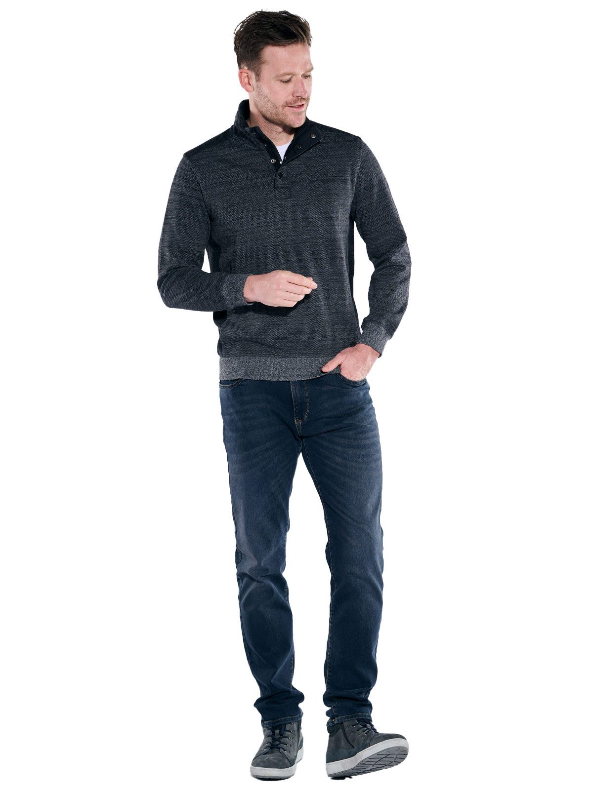 Engbers Sweatshirt Herren Sweatshirt mit Stehkragen, Schwarz