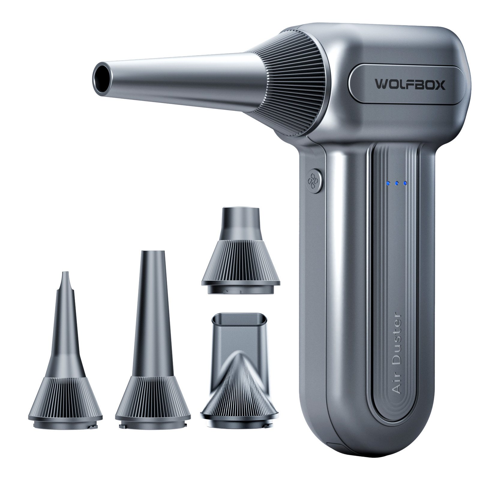 WOLFBOX Akku-Druckreiniger DF60 Akku-Druckluftreiniger 110000 U/min, (1 tlg), 3 Geschwindigkeiten, 5 Düsen, Schnellladung