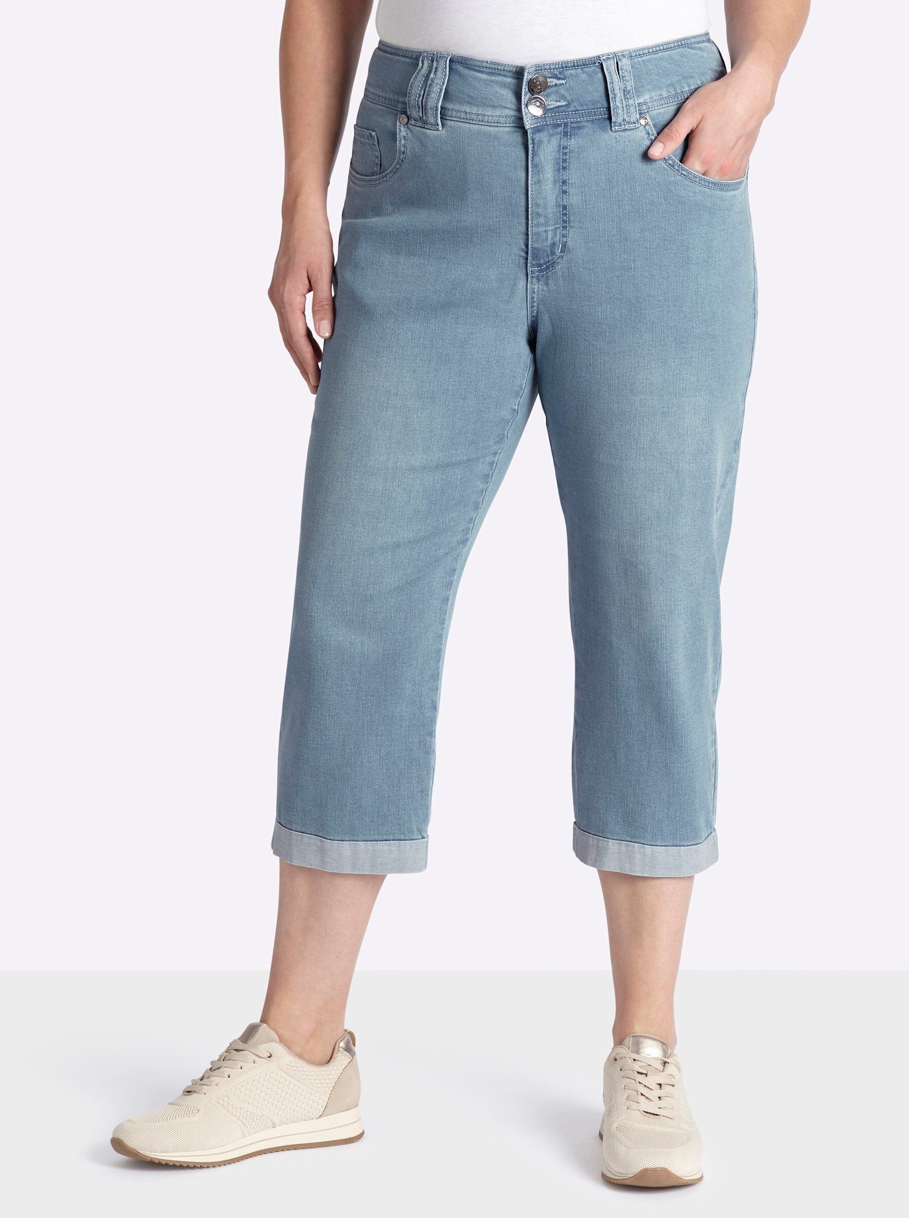 Sheego Jeansshorts 3/4-Jeans erhöht