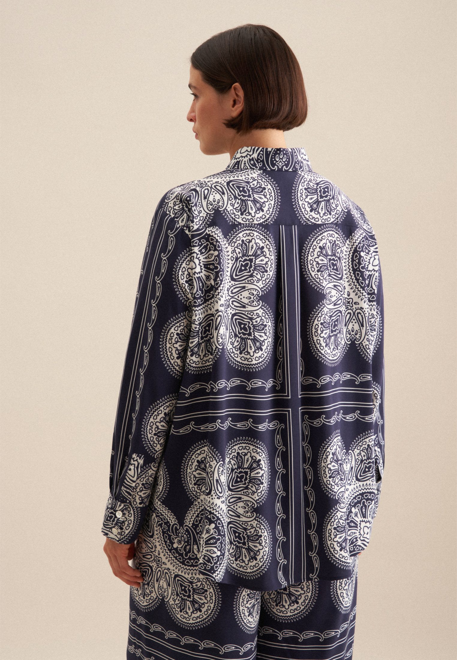 seidensticker Hemdbluse Schwarze Rose Langarm Kragen Tuchprint günstig online kaufen