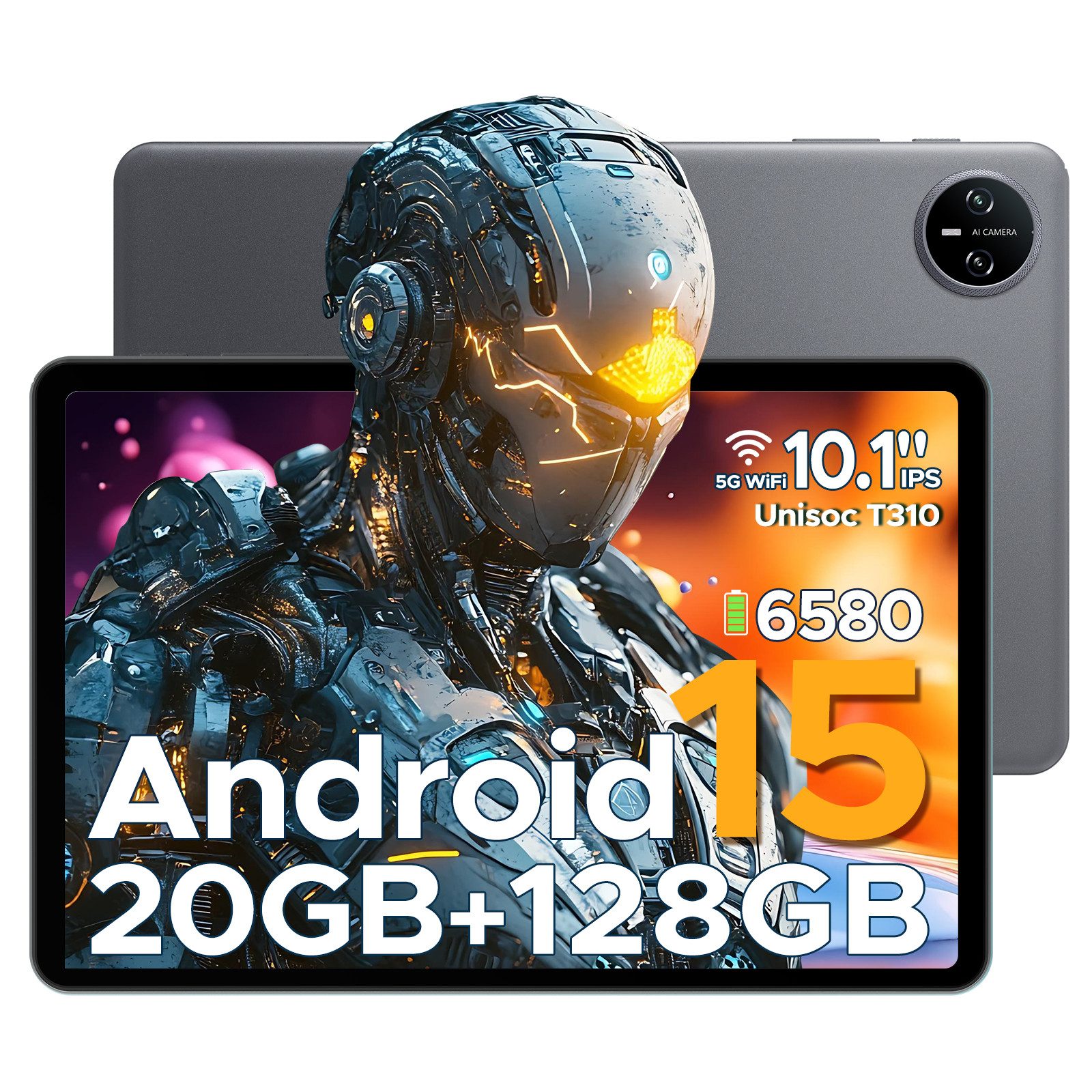 DOOGEE TAB A9 PRO Android 15 10.1 Zoll Tablet 4GB+128GB/2TB TF Gaming Tablet (10,1", Android 15, Einzelgerät Tablet, 6580mAh, 5G WiFi/GMS/Face ID/BT 5.0)