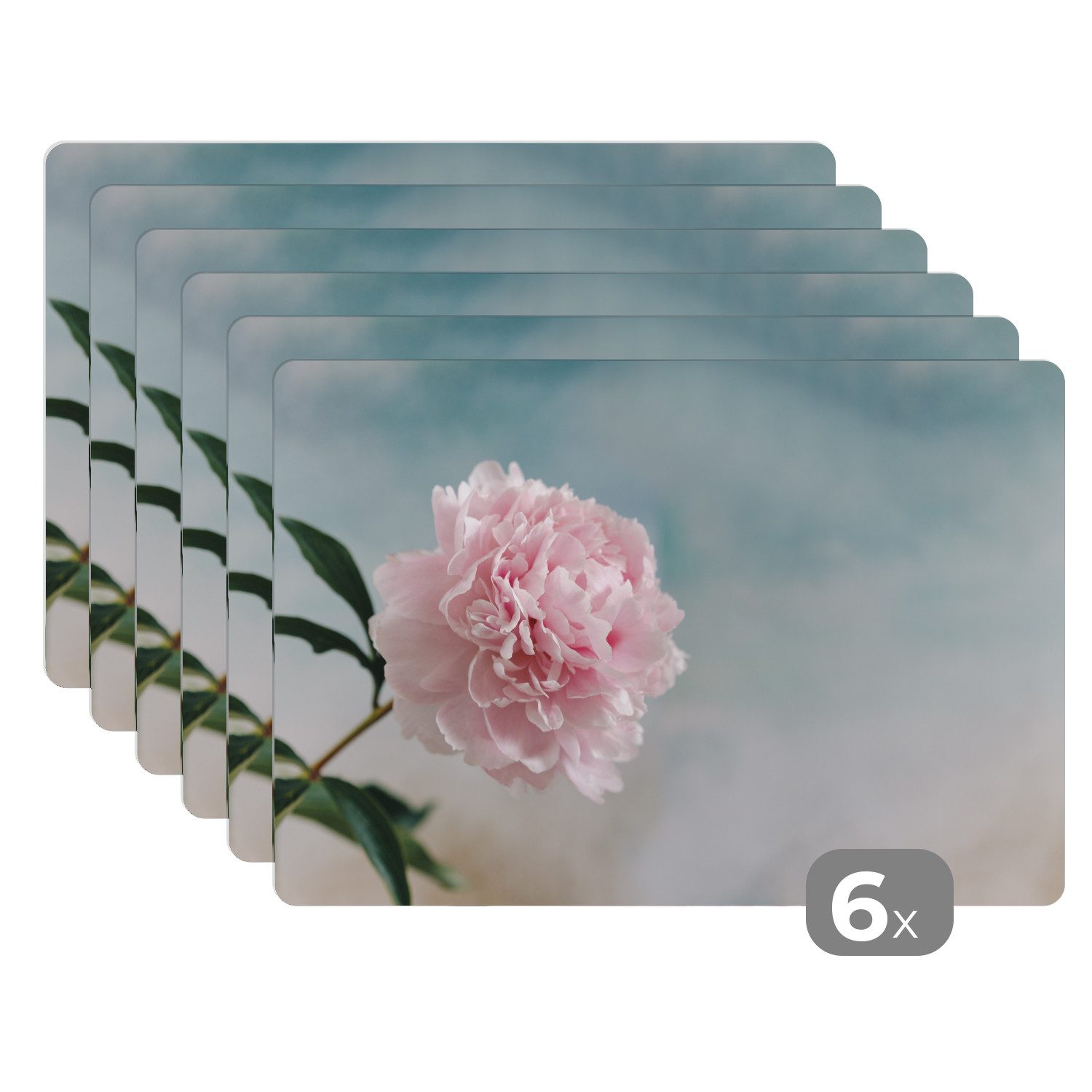 MuchoWow Platzset Rosa Pfingstrose auf grauem Hintergrund, (6-St), Platzset günstig online kaufen