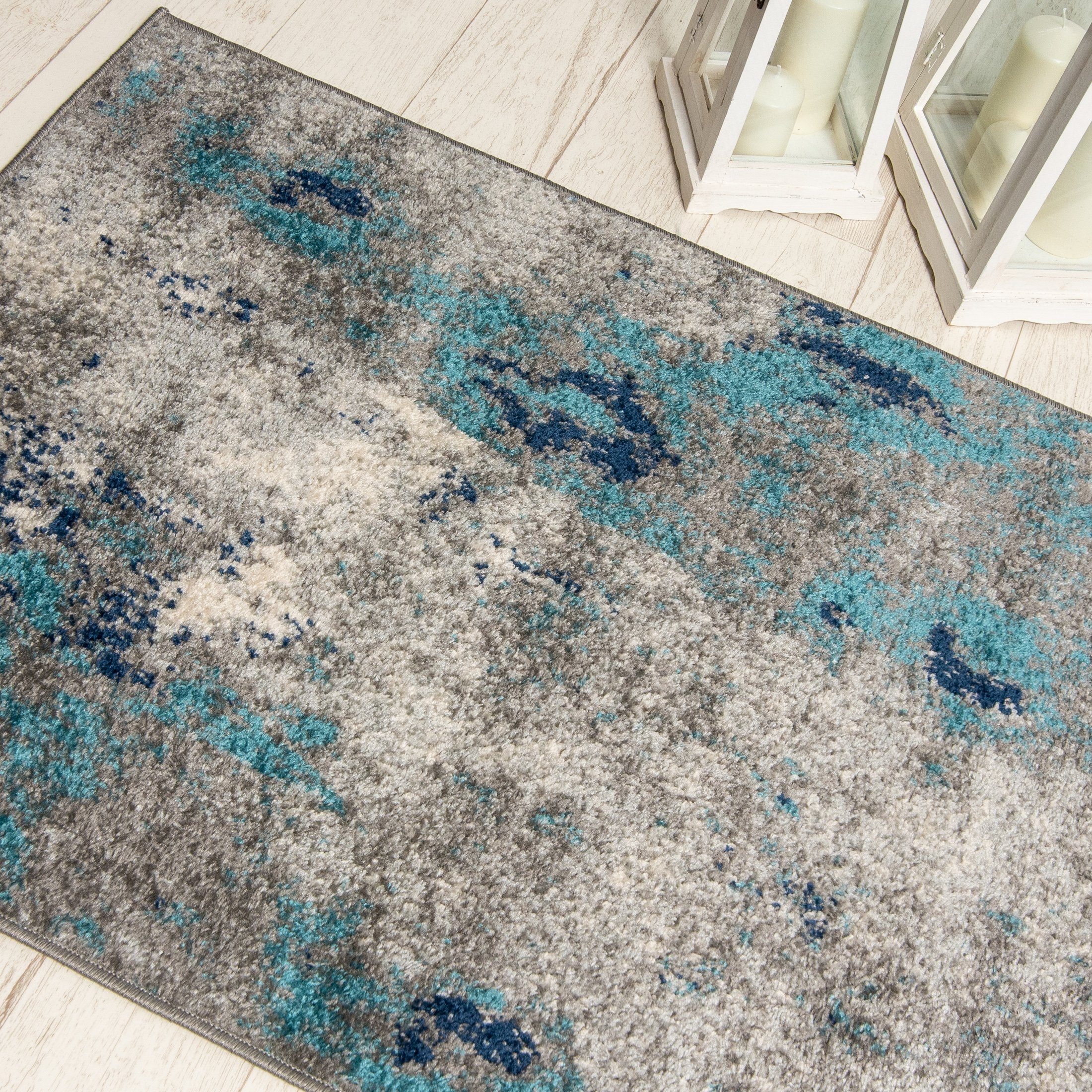 Designteppich Modern Teppich Abstrakt Geeignet Mazovia, 170 mm, Blau 120 Kurzflor, Grau Fußbodenheizung, Höhe für 7 - cm, x farbe Kurzflor Muster