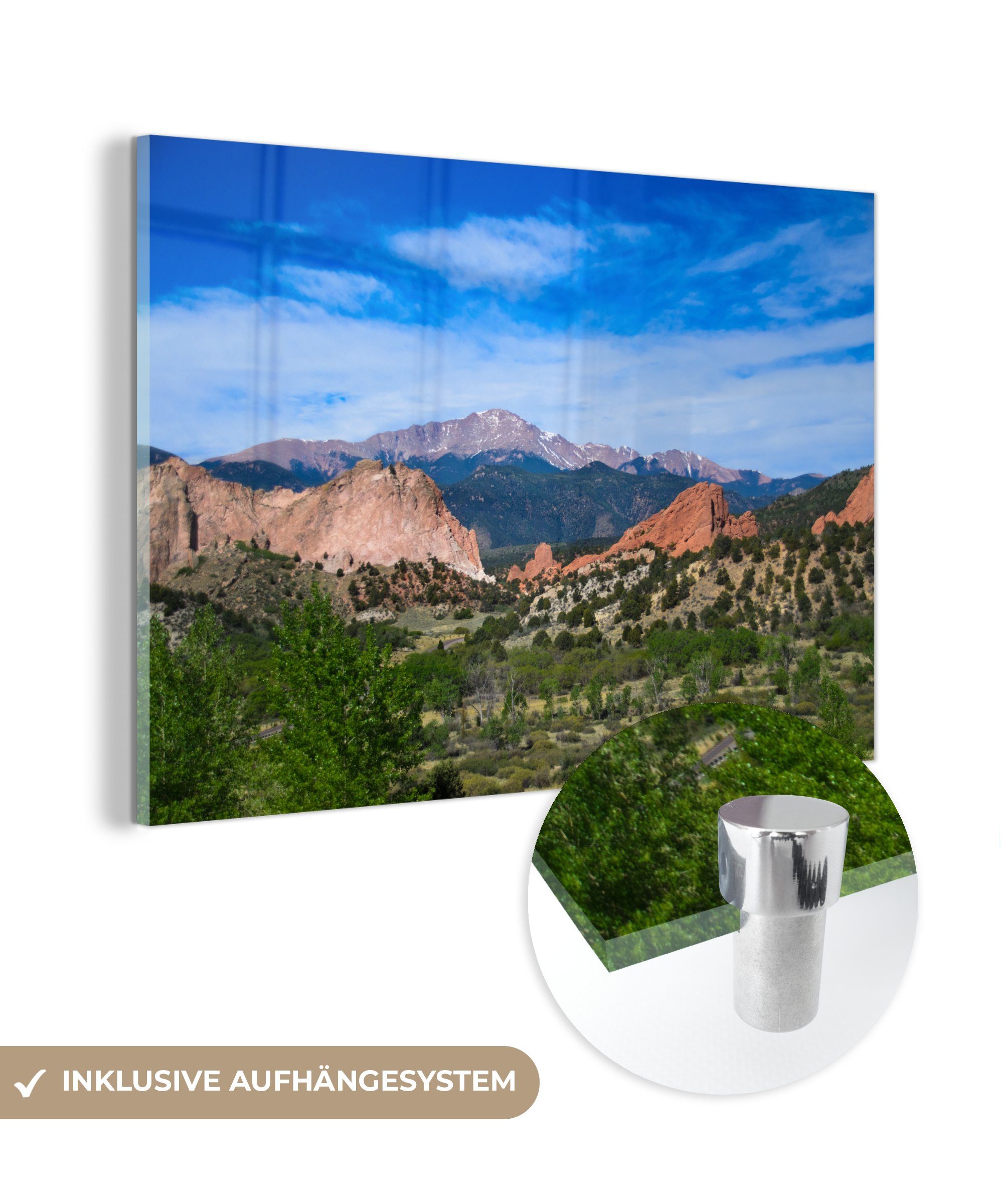 MuchoWow Acrylglasbild Der Blick auf den Pikes Peak im nordamerikanischen Colorado, (1 St), Acrylglasbilder Wohnzimmer & Schlafzimmer