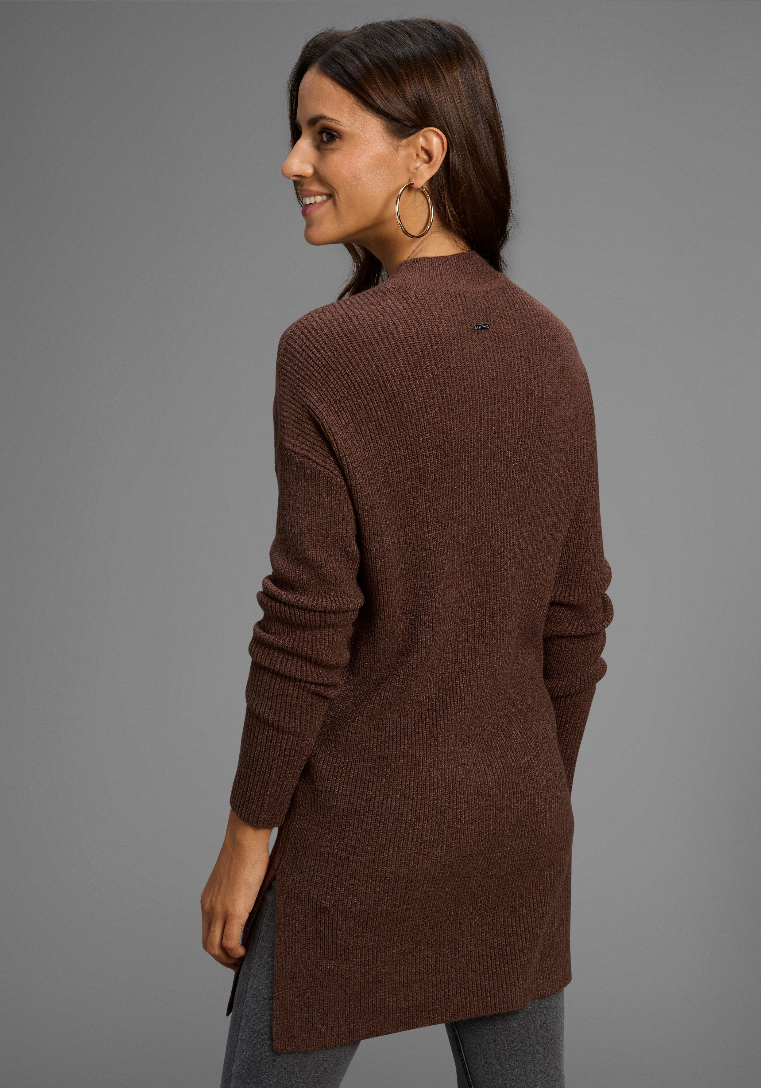 Laura Scott Stehkragenpullover kuscheliger Winterstrick mit seitlichen Schl günstig online kaufen