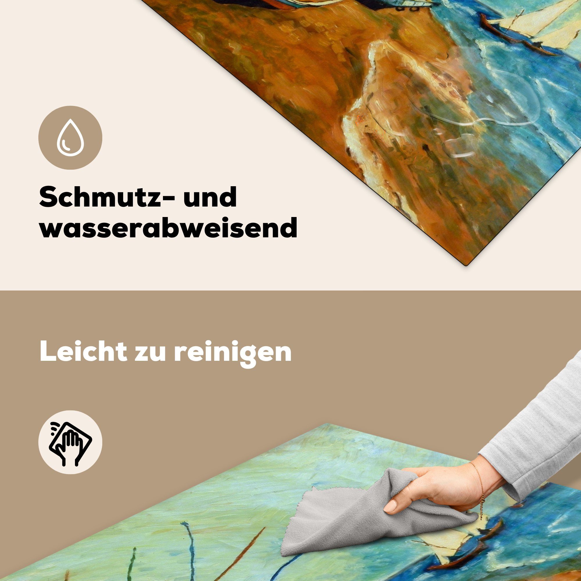MuchoWow Herdblende-/Abdeckplatte von van Fischerboote für Gogh, cm, am Gemälde Vinyl, - Arbeitsplatte Vincent küche (1 Strand Ceranfeldabdeckung, 78x78 tlg)