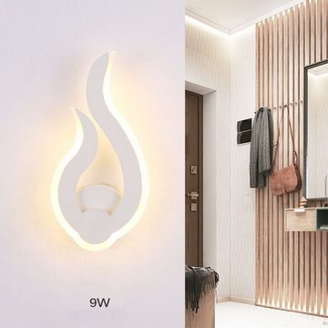 LETGOSPT Wandleuchte 9W LED Wandleuchte Innen, Wandlampe Flammenform Acryl Lampe, Warmweiß, LED fest integriert, für Wohnzimmer Schlafzimmer Treppenhaus Flur