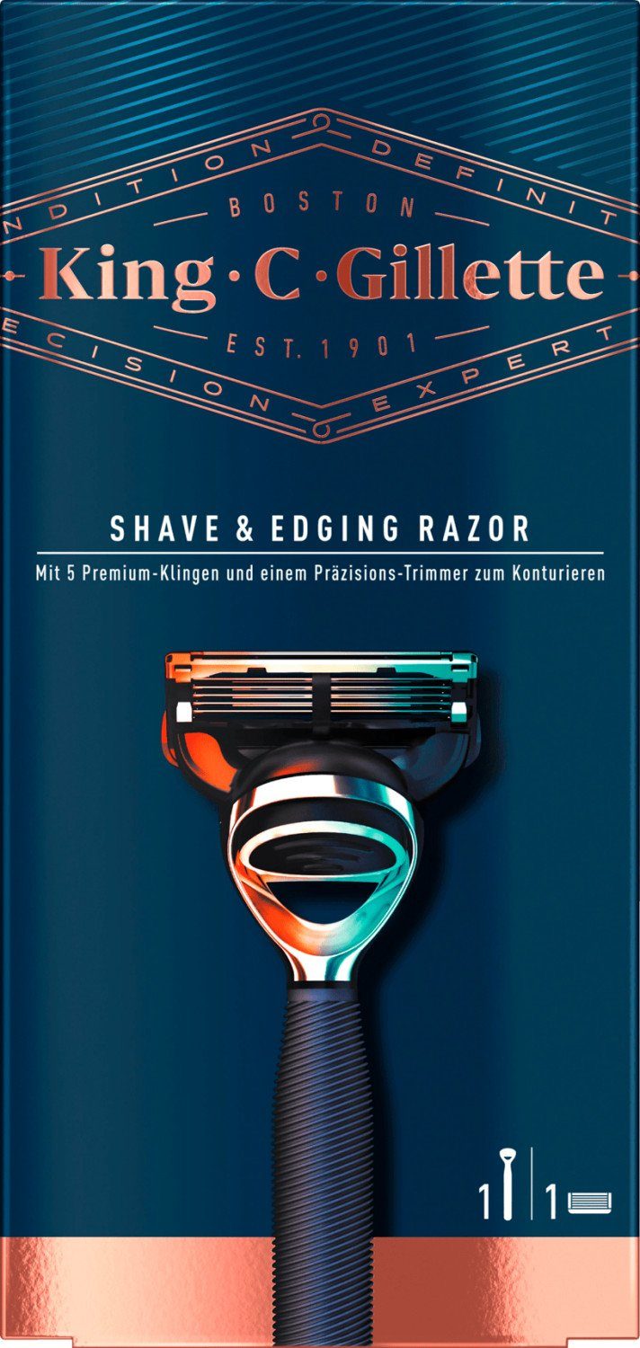 Gillette Nassrasierer King C. Gillette Premium Rasierer, Für Kanten und schwierige Bereiche