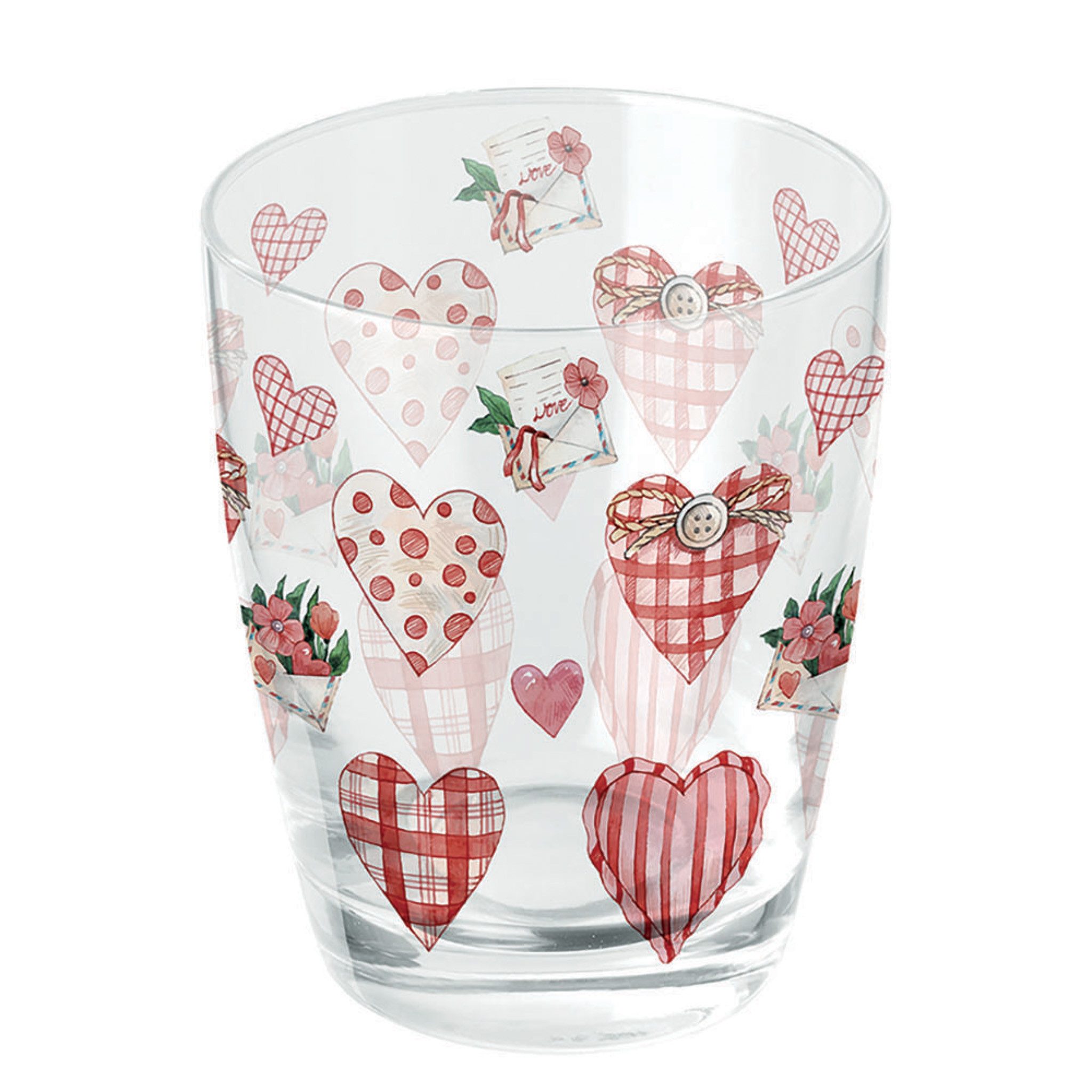 Ambiente Luxury Paper Products Becher, Glas, Trinkglas 9,5cm mit Herzen Motiv Rot