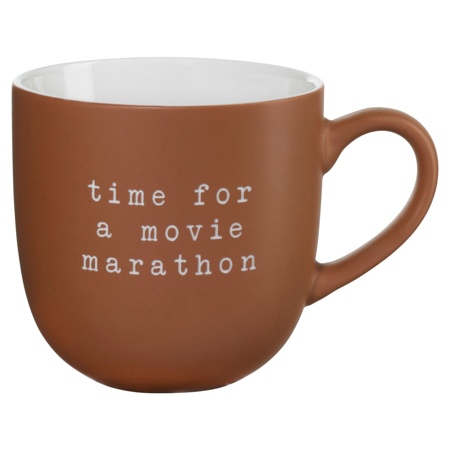 ASA SELECTION Tasse HEY!, Kaffeetasse, Hellbraun, Weiß, 350 ml, New Bone China, mit Schriftzug movie marathon