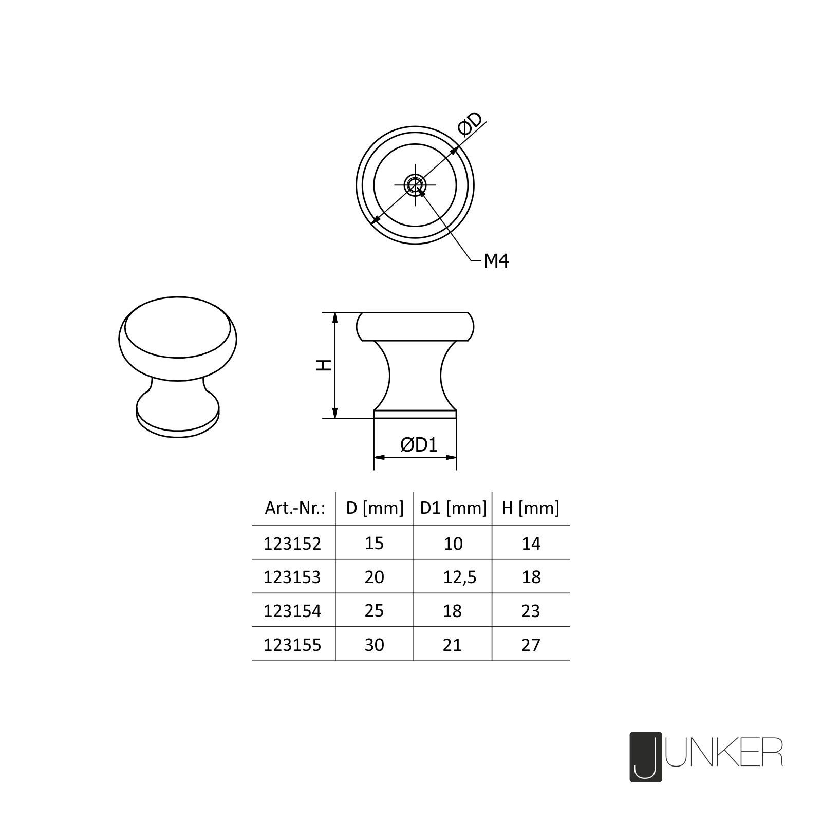 SO-TECH® Möbelknopf LEICESTER Ø 15 -30 mm Edelstahl gebürstet, Knopf Knauf incl. Schraube