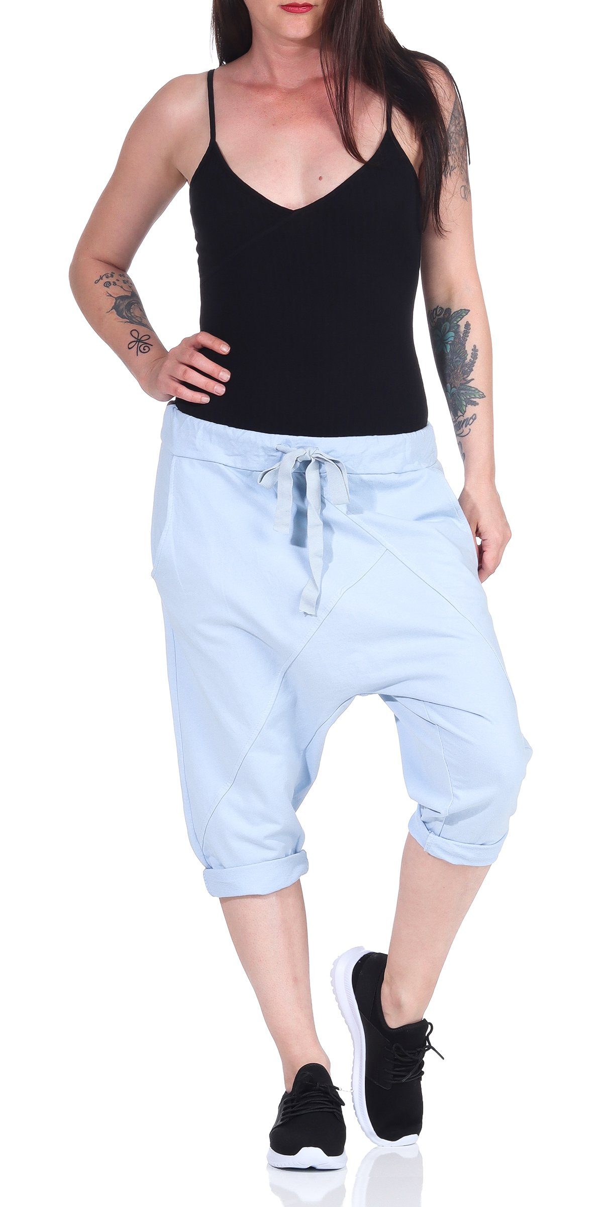 CLEO STYLE Jogginghose Bermuda 107 Hellblau