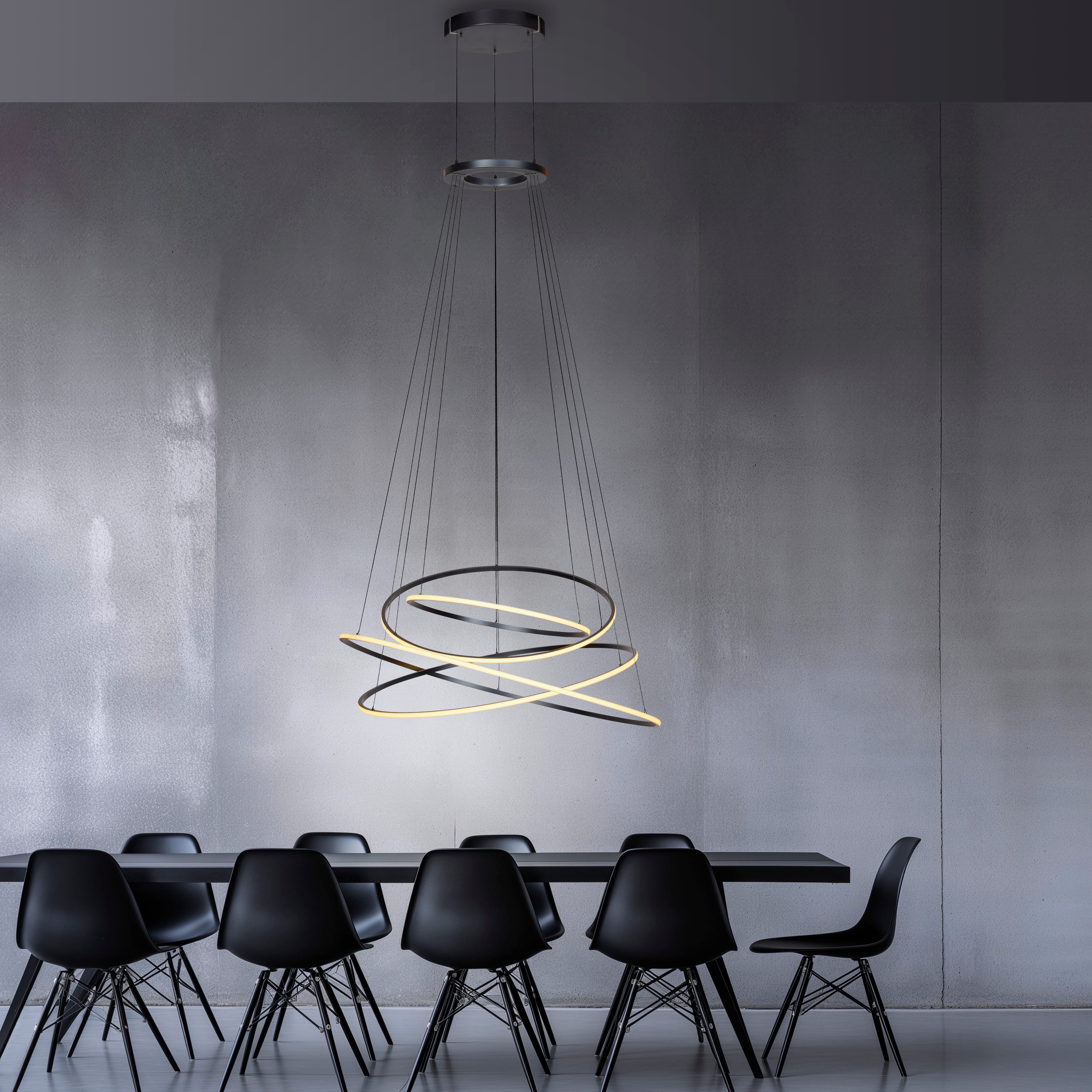 Neuhaus PURE LED Pendelleuchte PURE E-Flying Rings, CCT - über Fernbedienung, LED fest integriert, warmweiß - kaltweiß, e-LIFT® Funktion, CCT, dimmbar über Fernbedienung