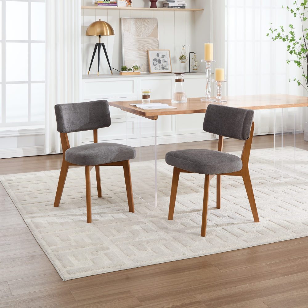BBWL Esszimmerstuhl 2er Set Leinen Polster Massivholz Küchenstühle modern, Mid Century Esszimmerstühle ergonomisch für Esszimmer Büro