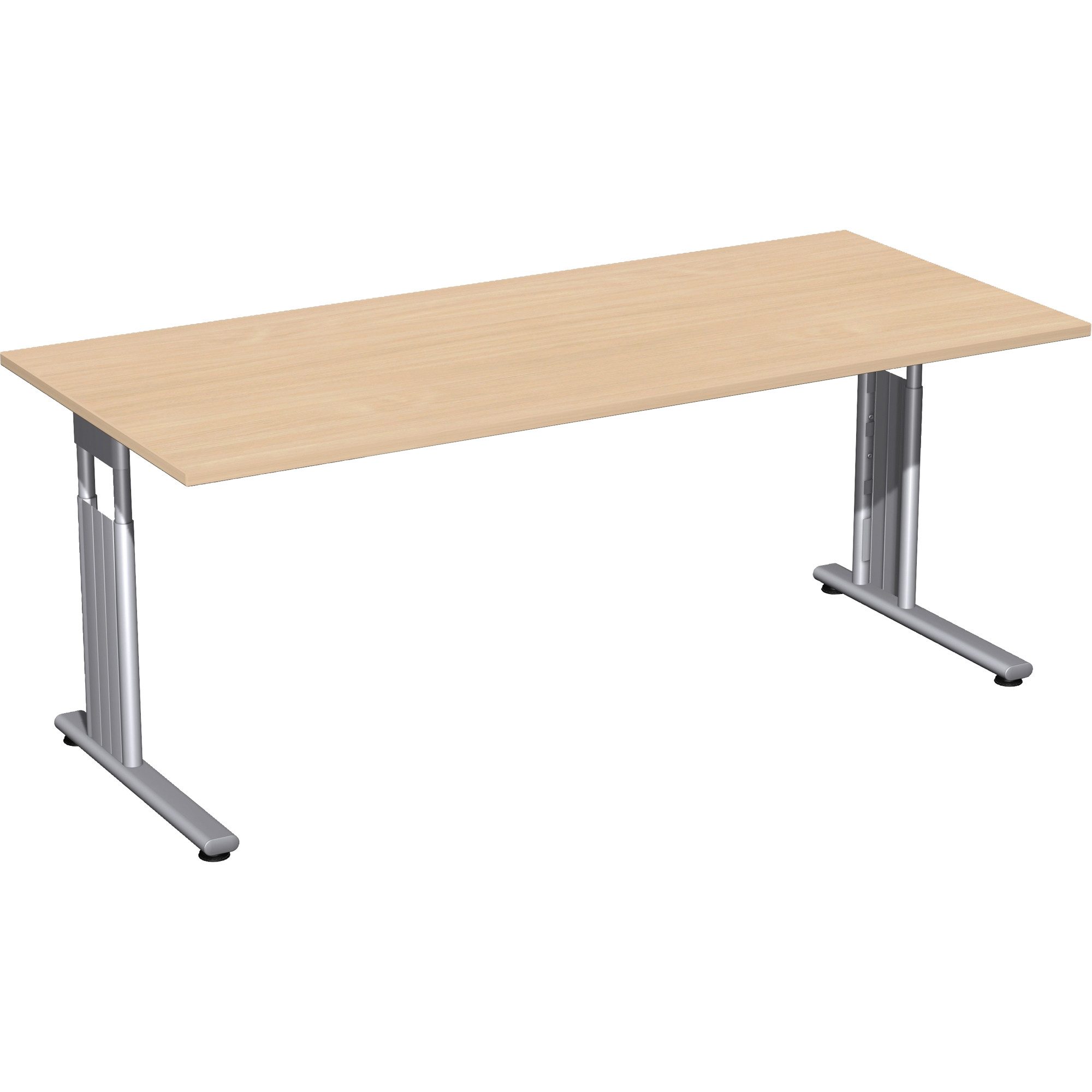 geramöbel Schreibtisch Schreibtisch C-Fuß Flex S-617146-BS 180x80x68-82cm buche/silber