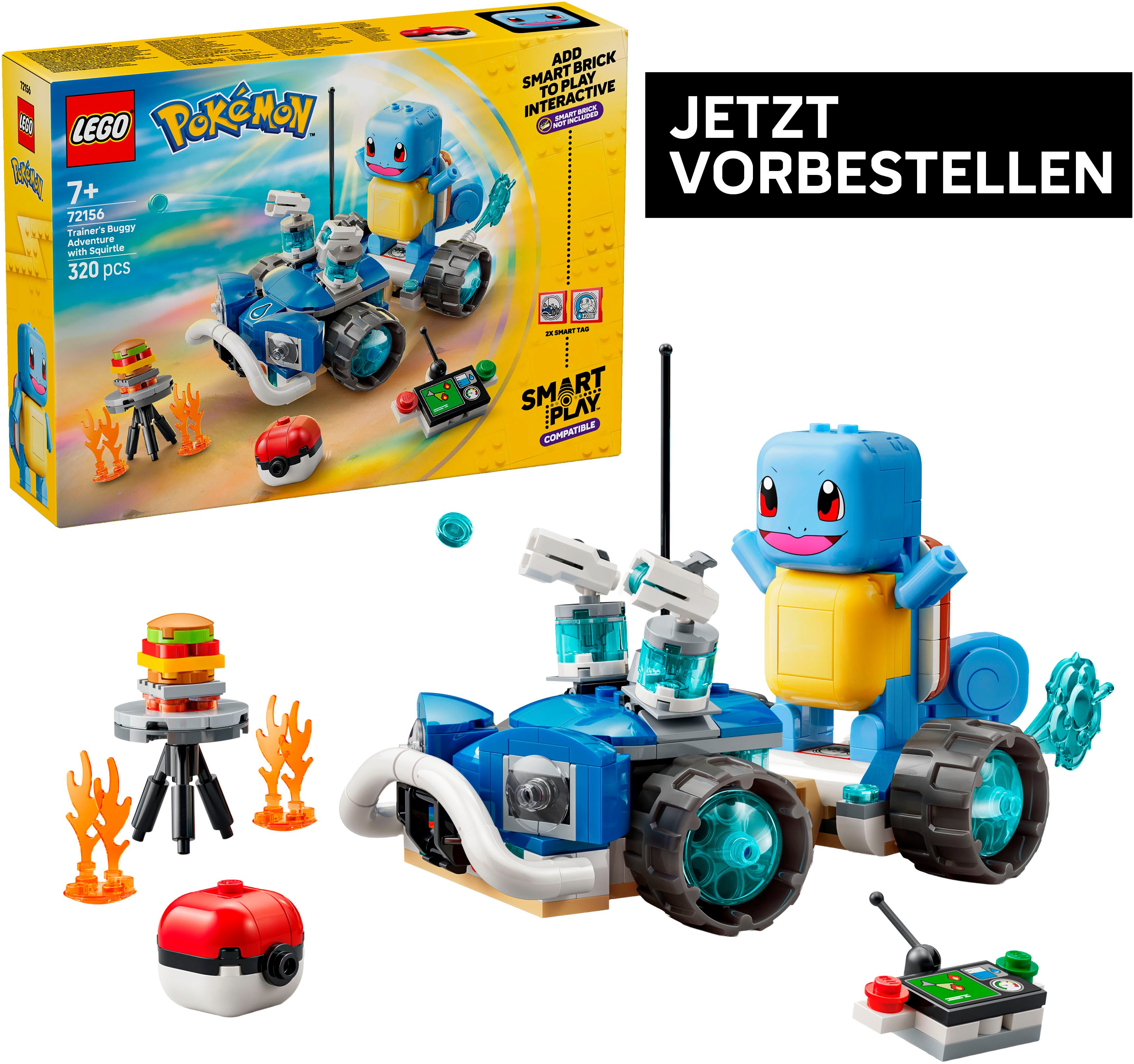 LEGO® SMART Play: Trainer-Buggyabenteuer mit Schiggy (72156), LEGO Pokémon Konstruktionsspielsteine, (320 St), Mit SMART Brick kombatibel (nicht enthalten)