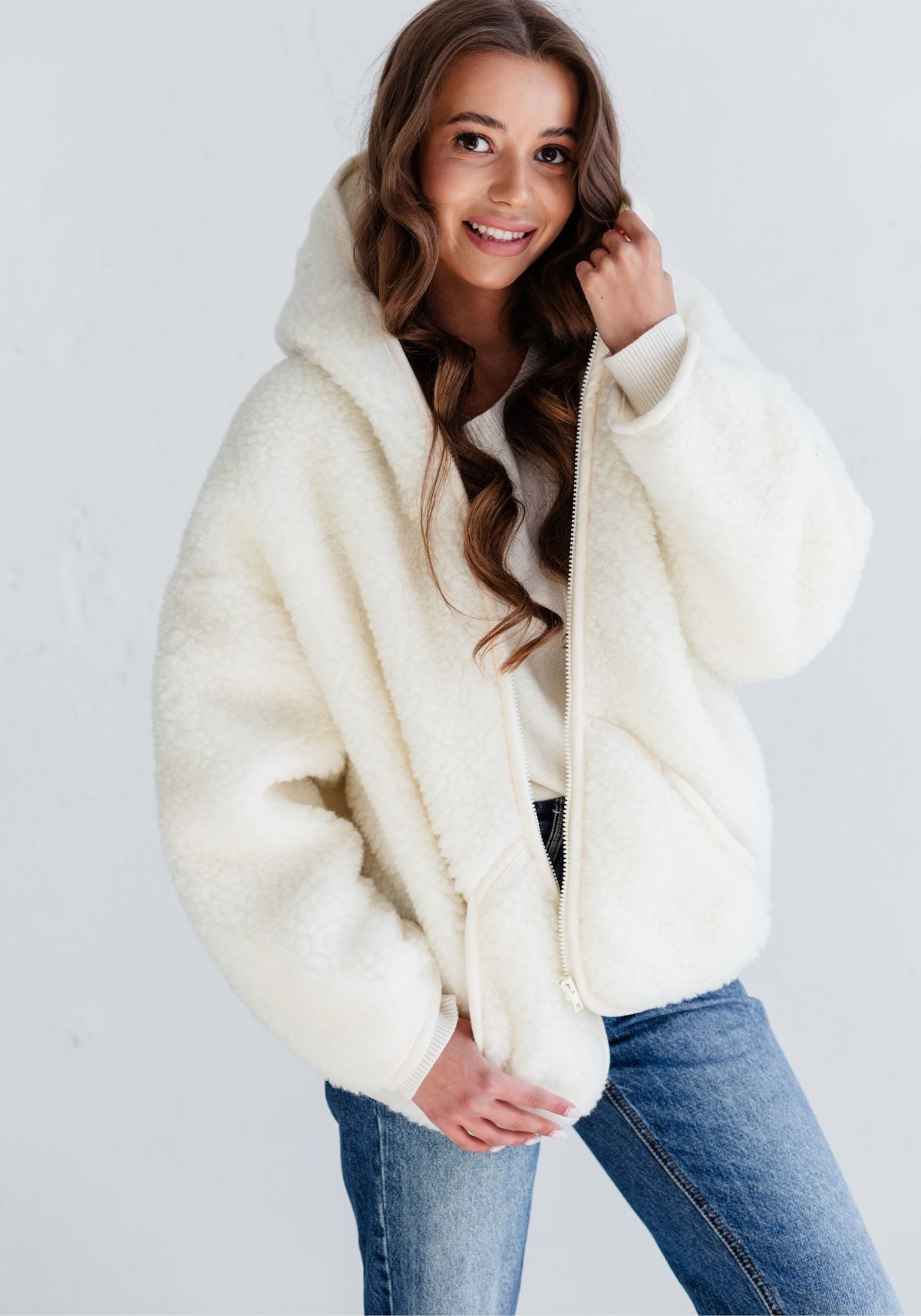 Hollert Wolljacke Damen Merino Wolljacke Nelly Ecru günstig online kaufen